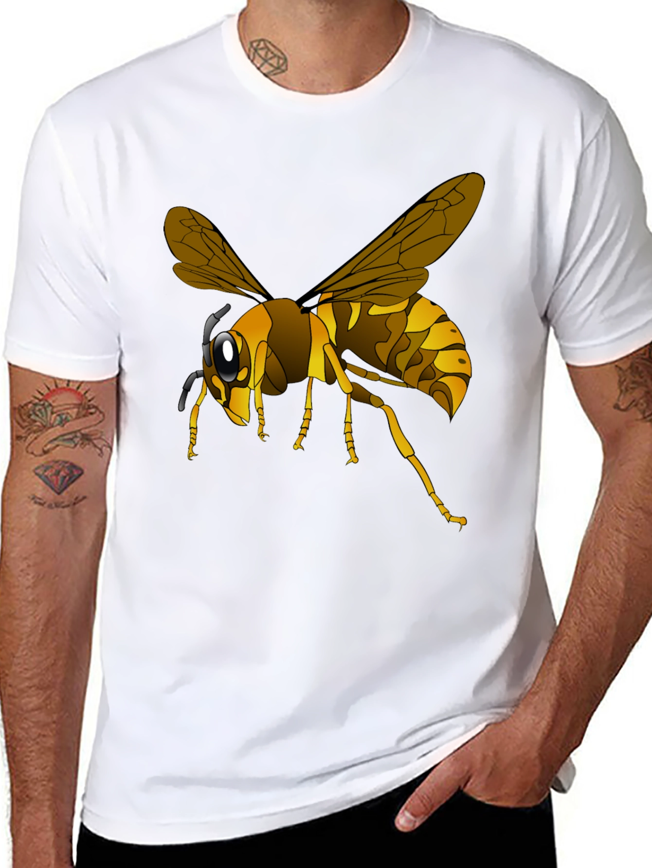 Wasp Graphic Black T-Shirt - Insect Lover Tee