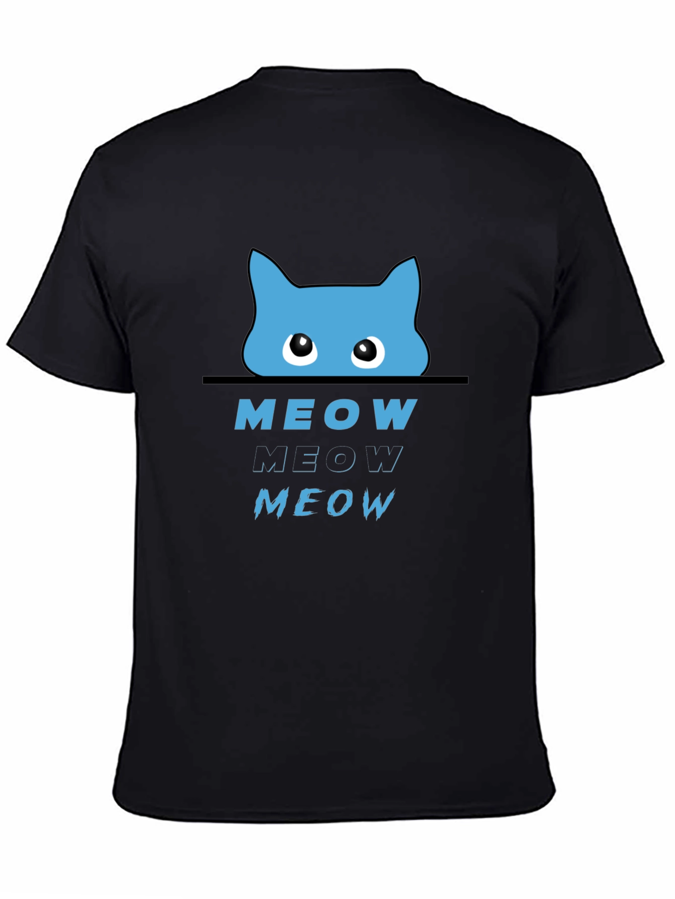 Meow Cat Graphic T-Shirt - Black