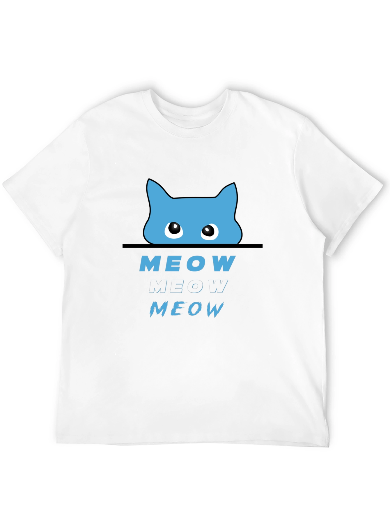 Meow Cat Graphic T-Shirt - Black