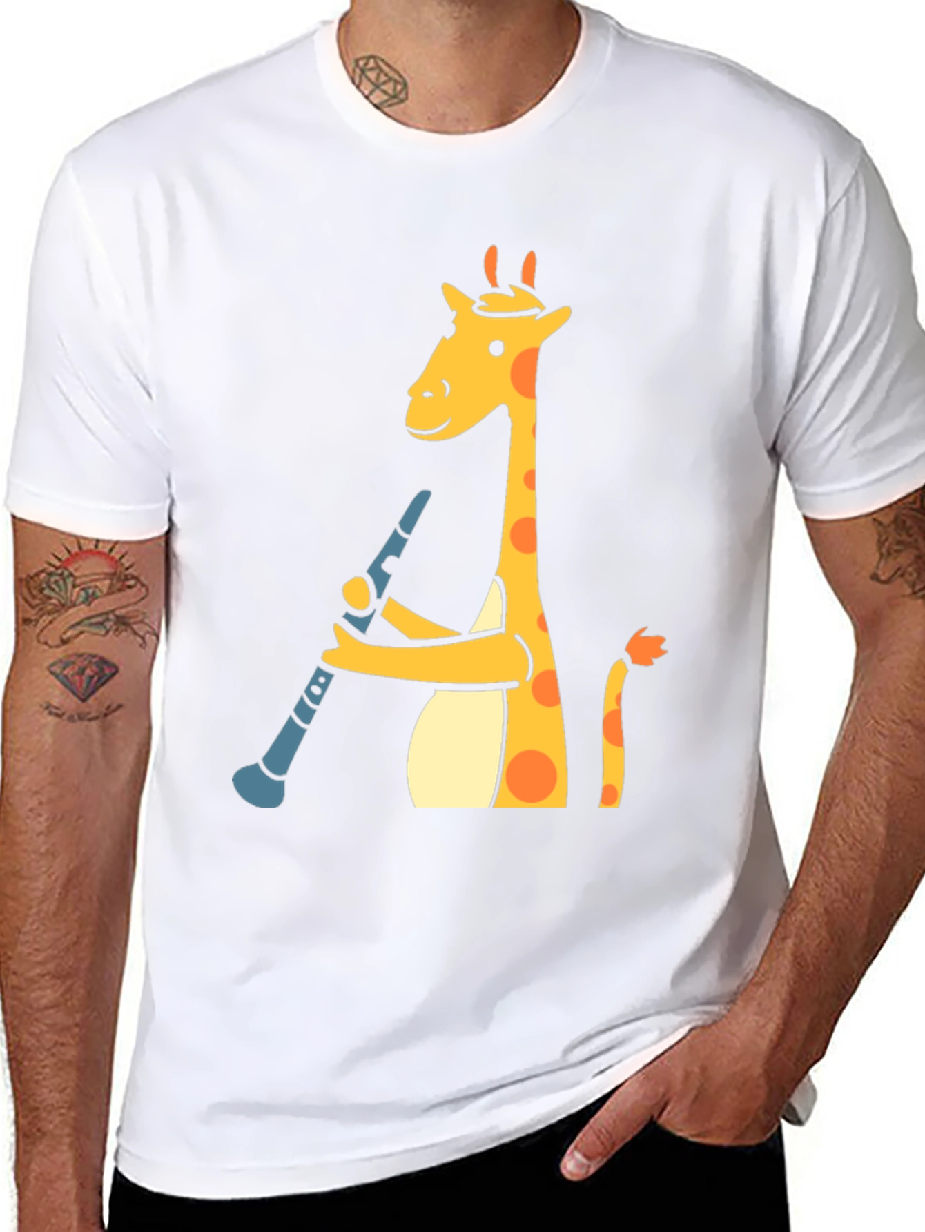 Giraffe Clarinet Player T-Shirt - Black