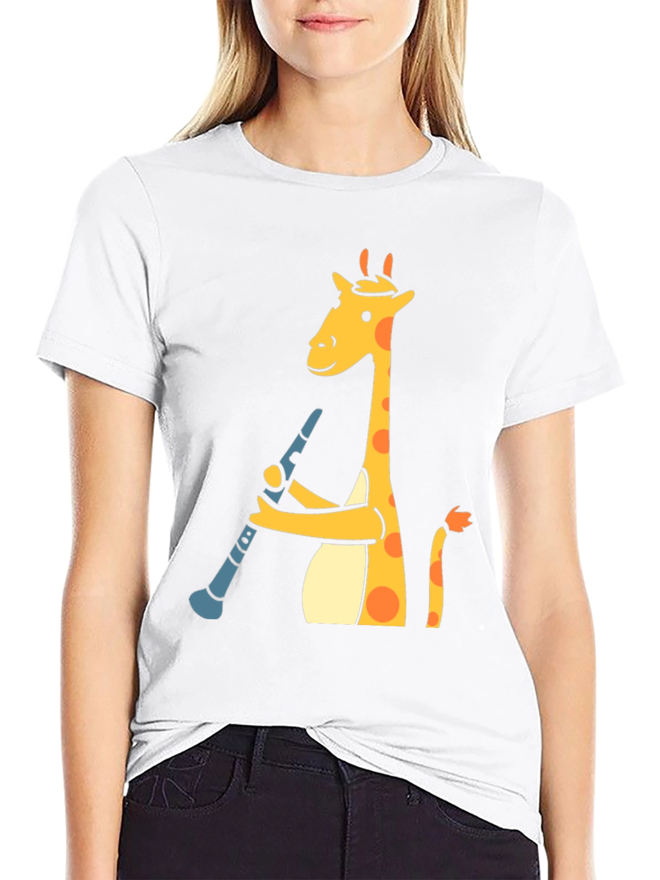 Giraffe Clarinet Player T-Shirt - Black