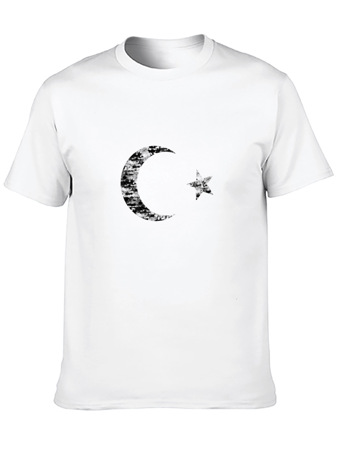 Distressed Crescent Moon & Star Black T-Shirt