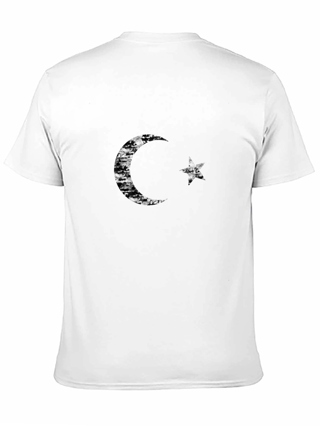 Distressed Crescent Moon & Star Black T-Shirt