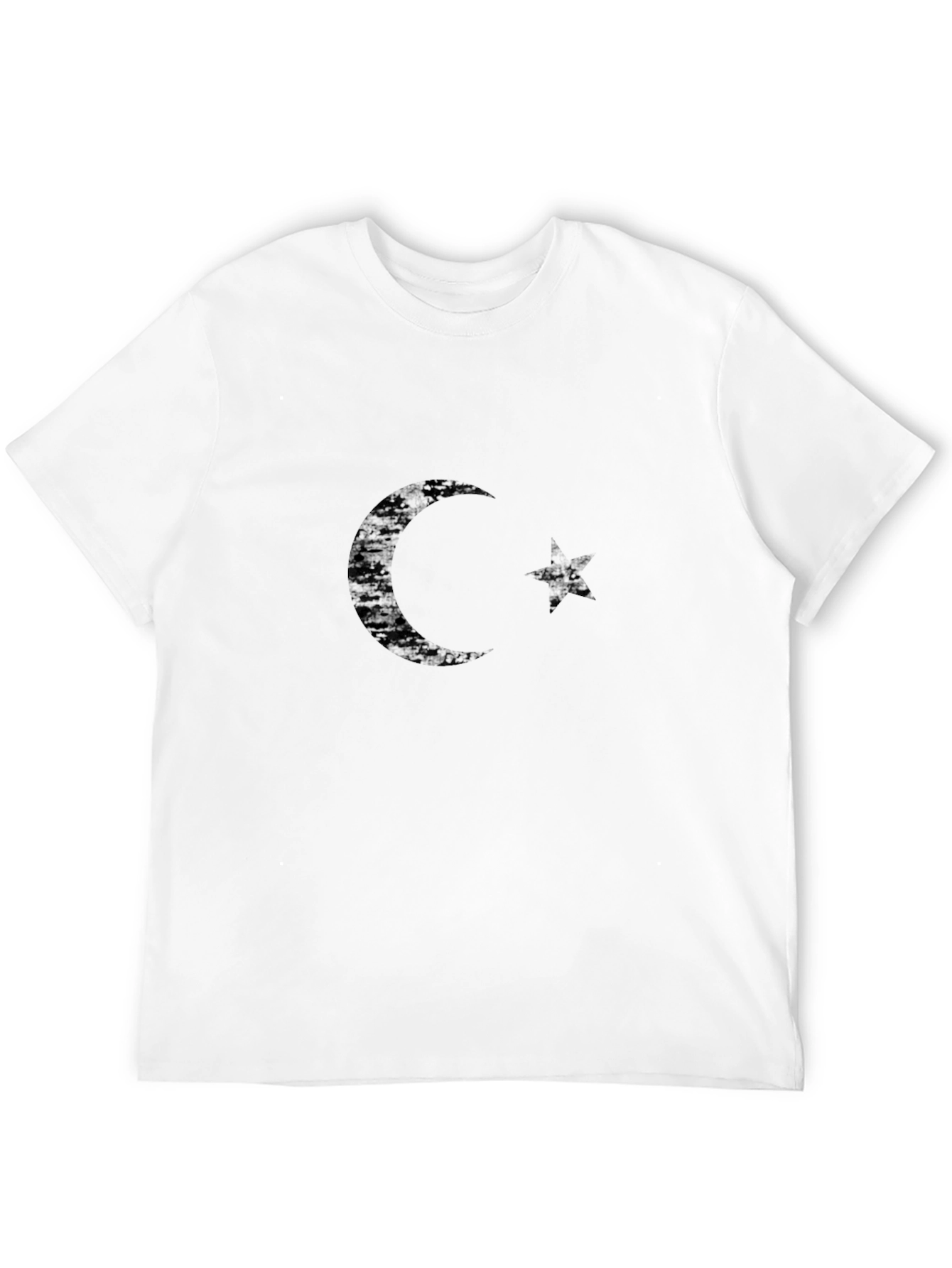 Distressed Crescent Moon & Star Black T-Shirt