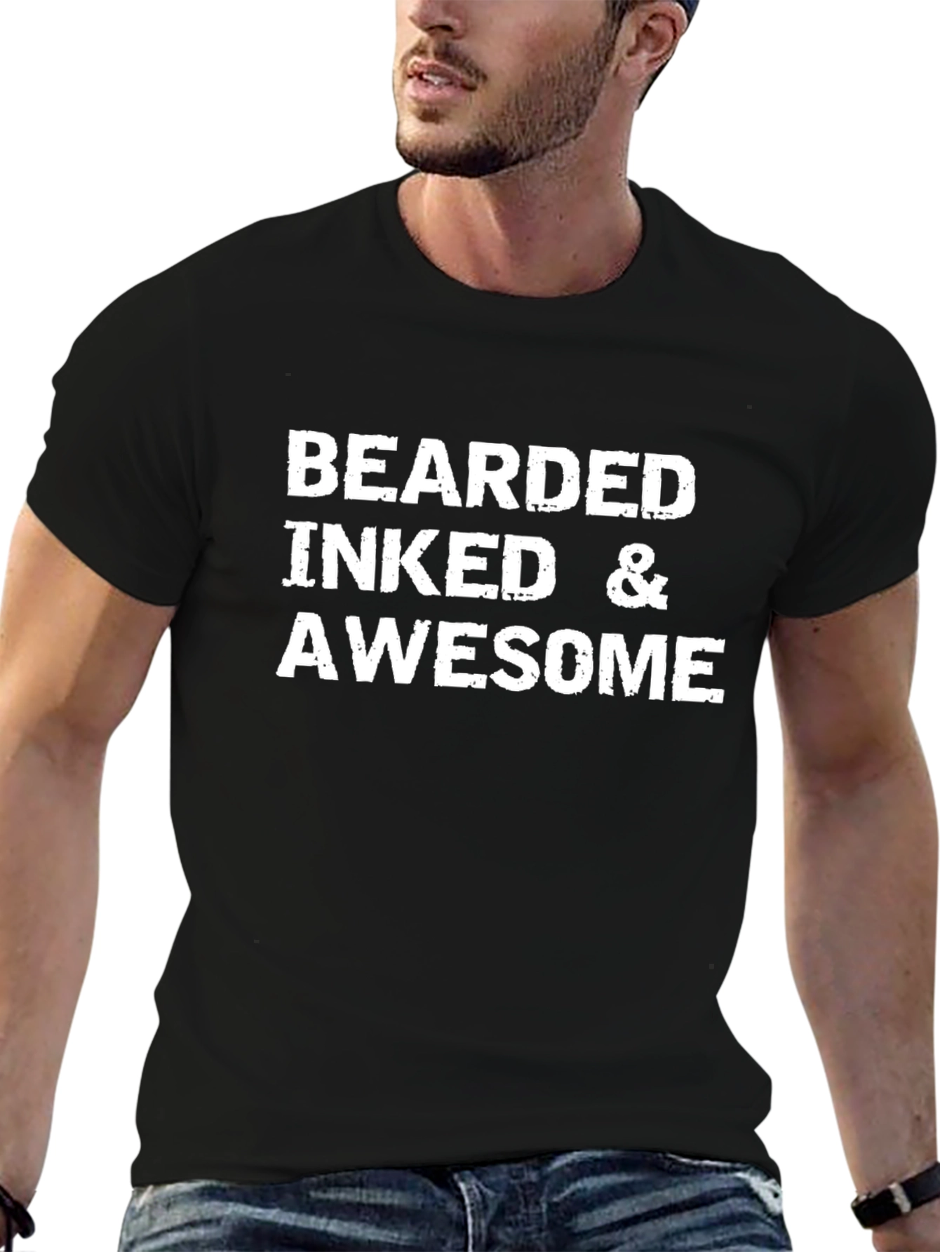 Bearded Inked & Awesome Black T-Shirt