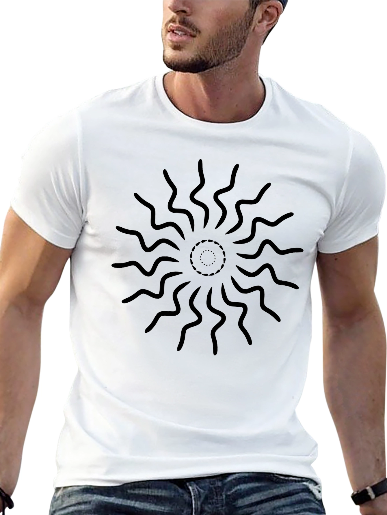 Black Graphic Tee - Sunburst Design