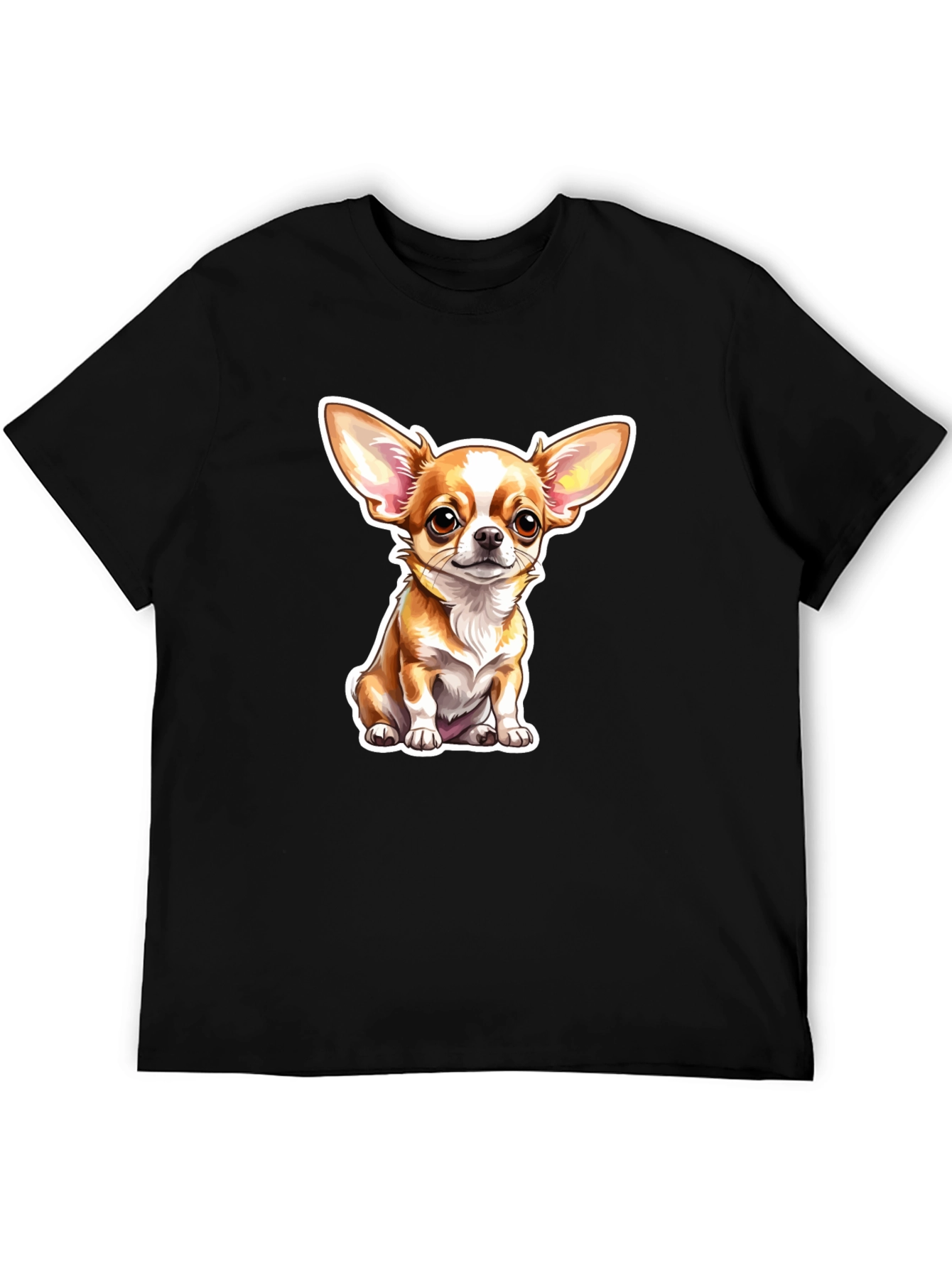 Chihuahua Dog Cartoon Graphic Black T-Shirt