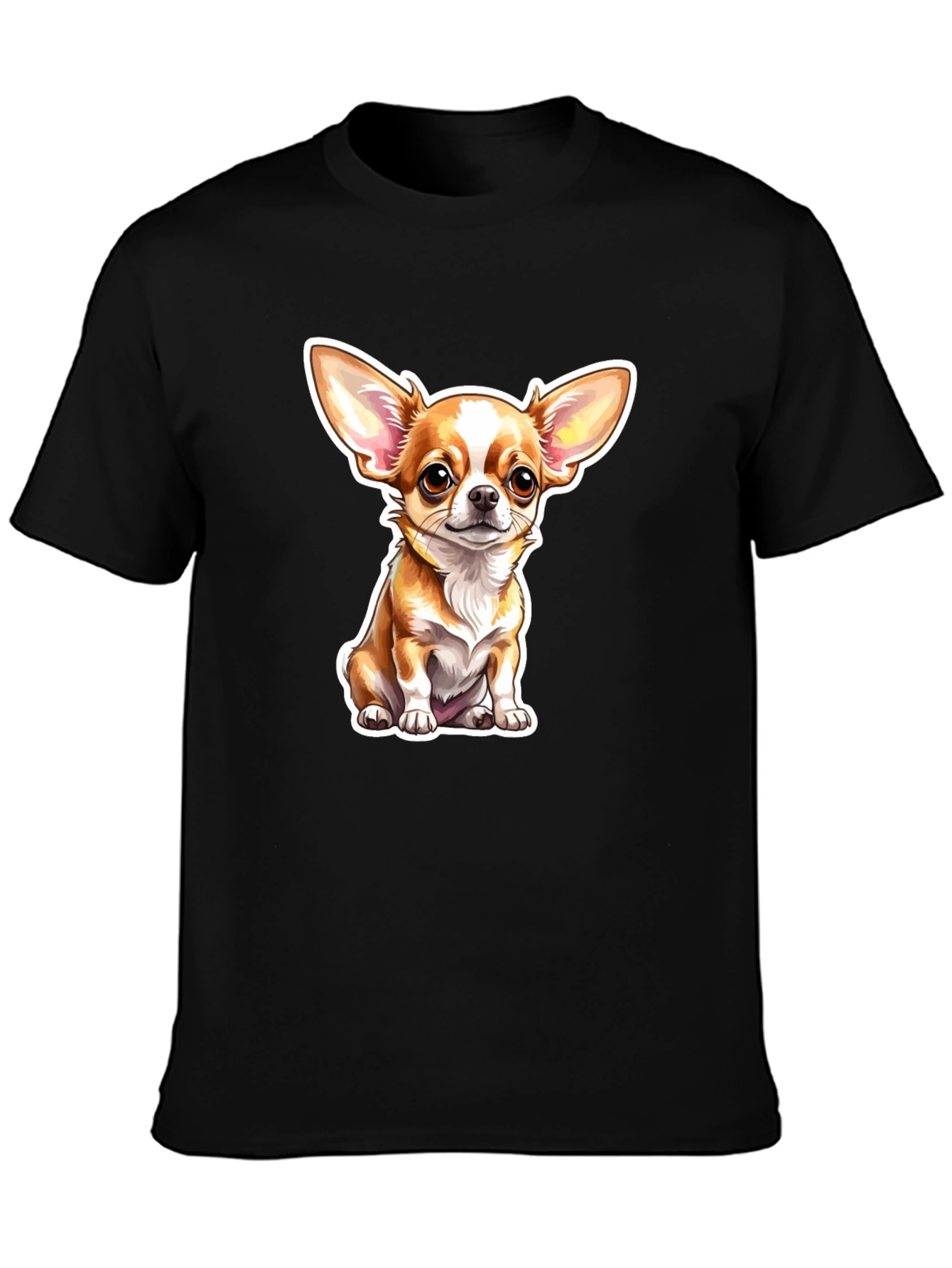 Chihuahua Dog Cartoon Graphic Black T-Shirt