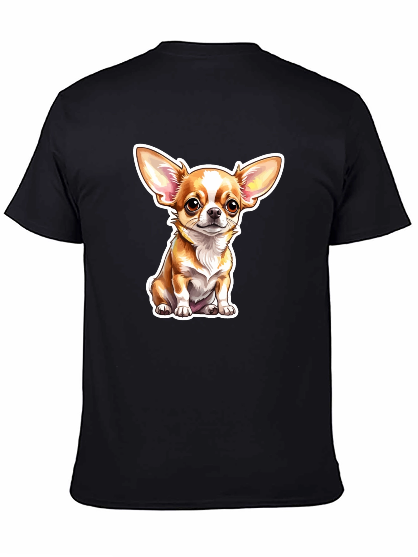Chihuahua Dog Cartoon Graphic Black T-Shirt