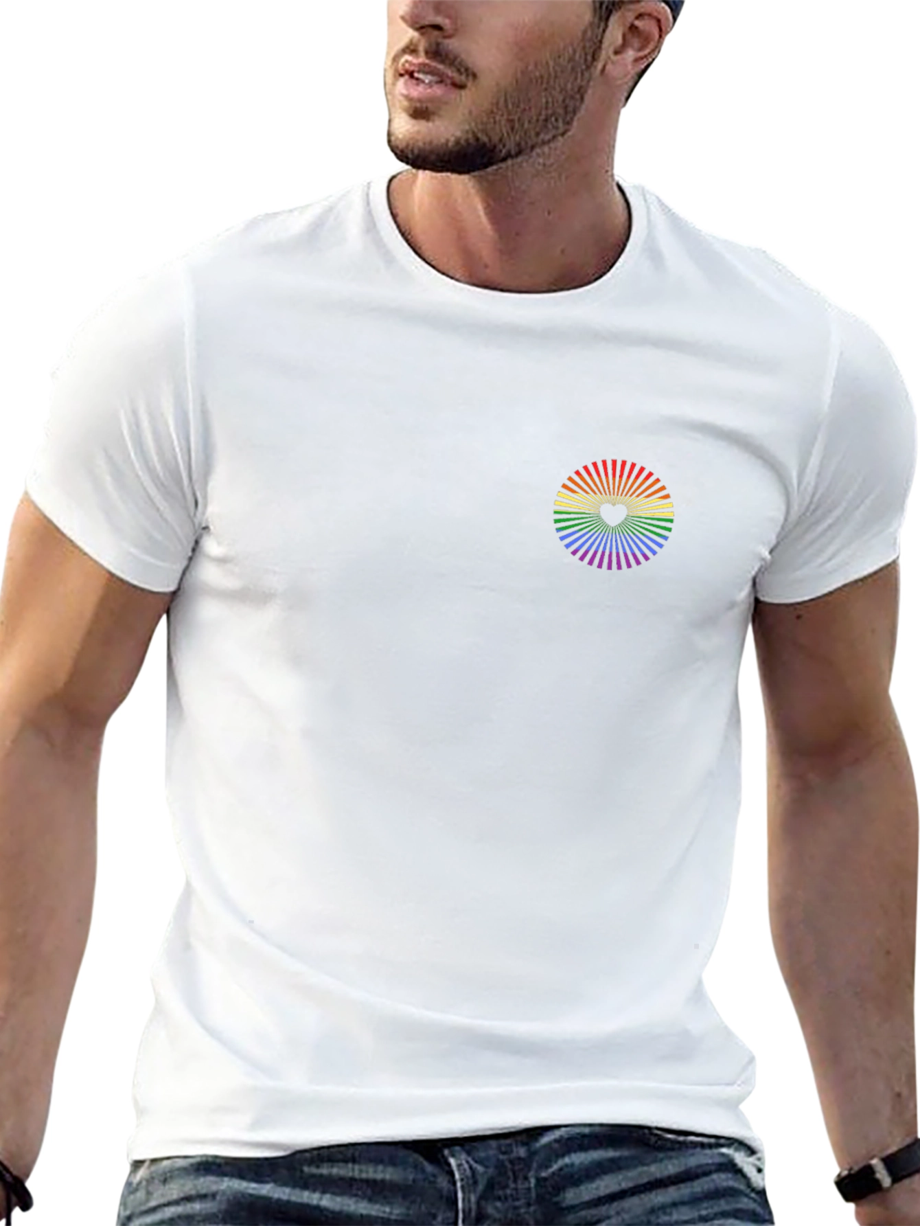Rainbow Heart Graphic Black T-Shirt