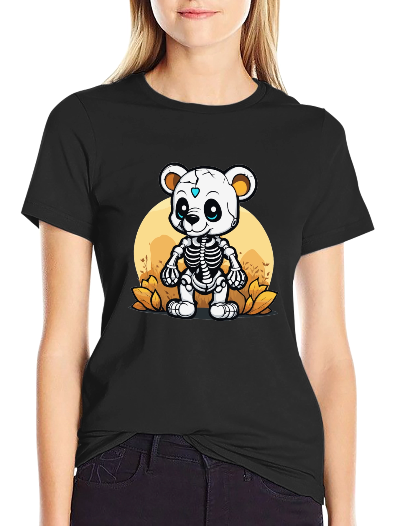 Skeleton Bear Graphic T-Shirt - Unique Halloween Style