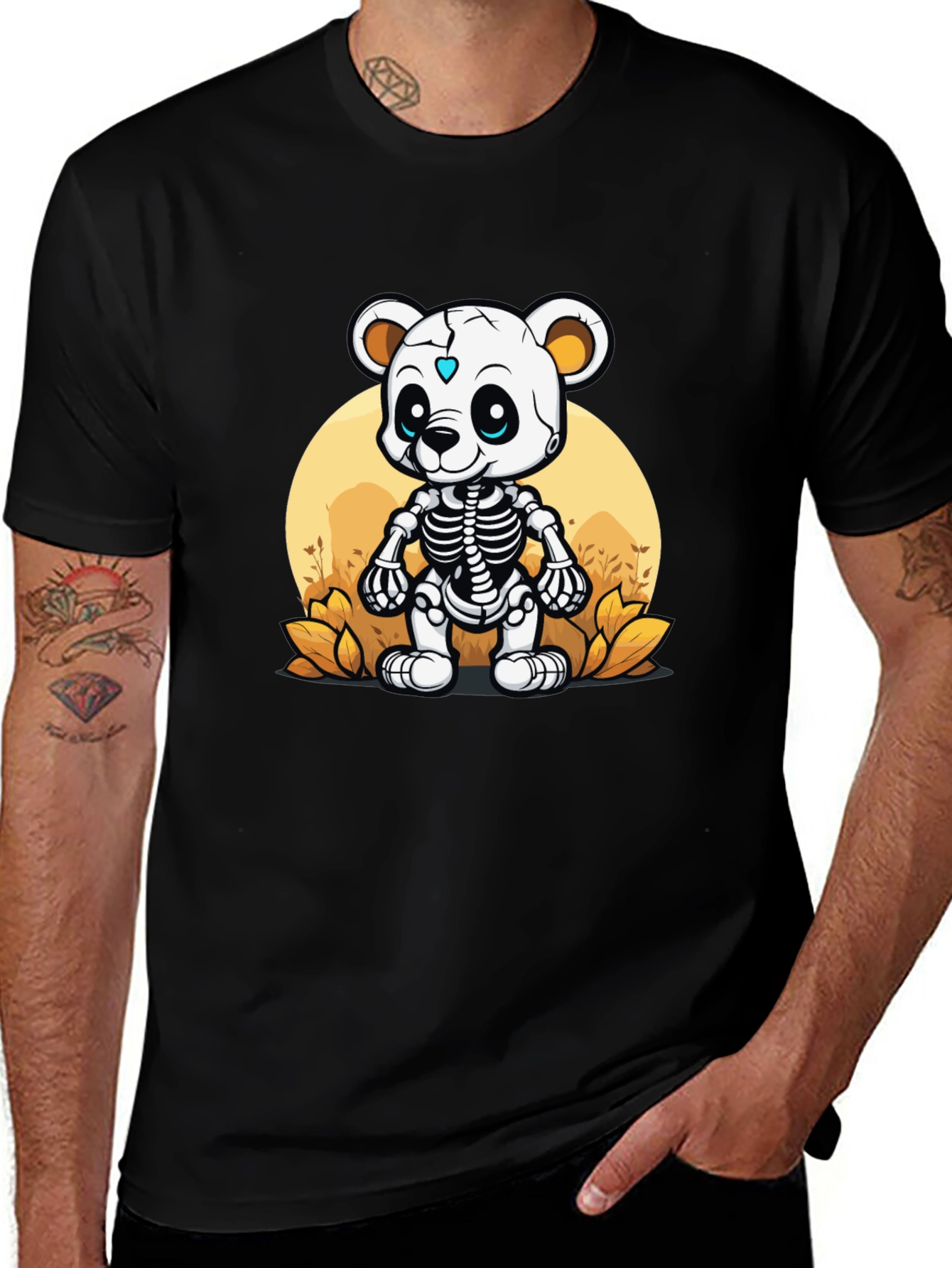 Skeleton Bear Graphic T-Shirt - Unique Halloween Style