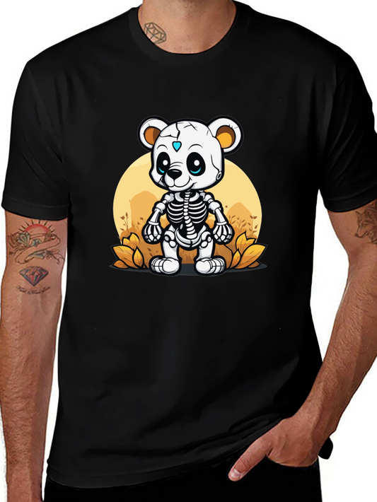 Skeleton Bear Graphic T-Shirt - Unique Halloween Style