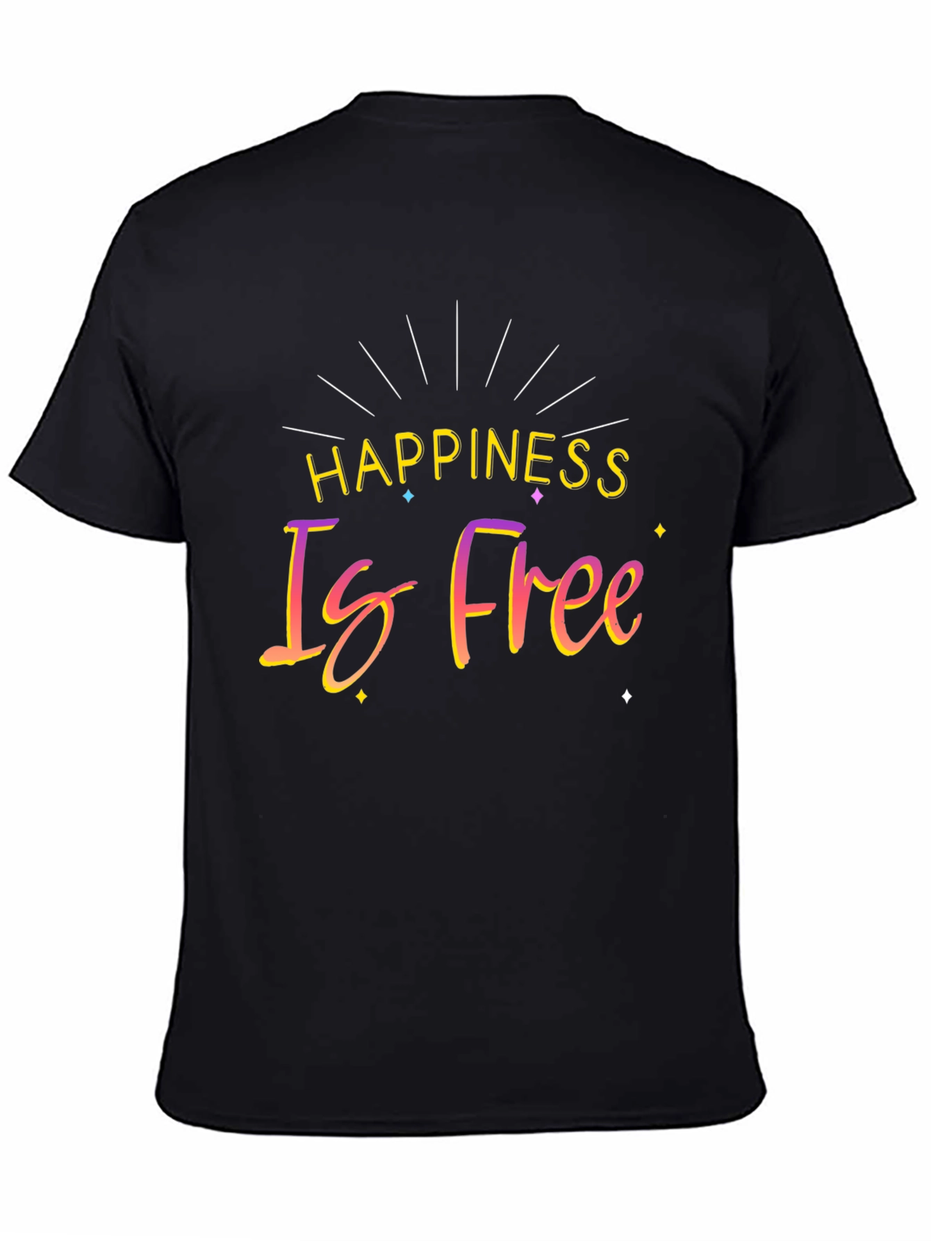 Happiness Is Free Black Graphic T-Shirt