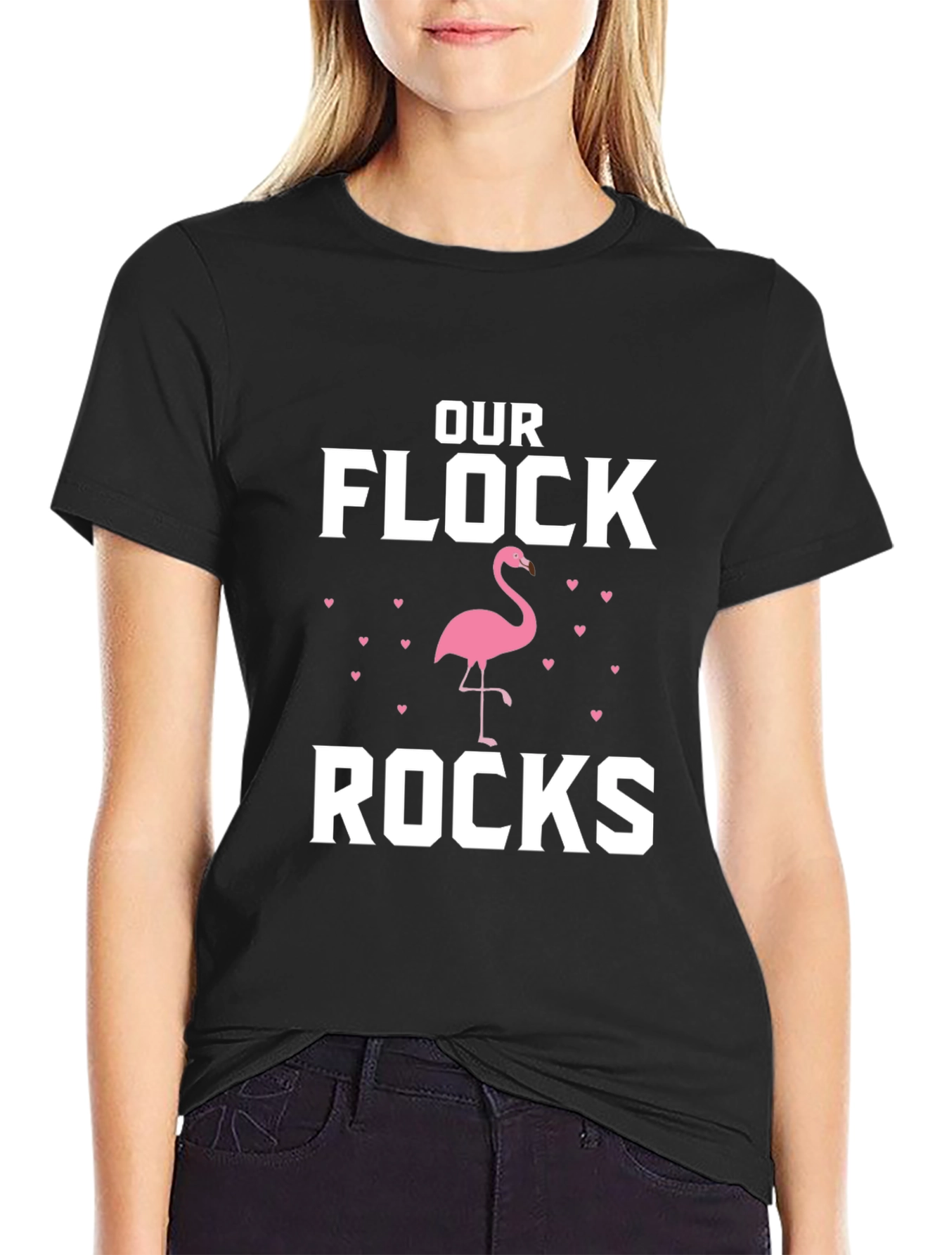 Our Flock Rocks T-Shirt Flamingo Family Tee