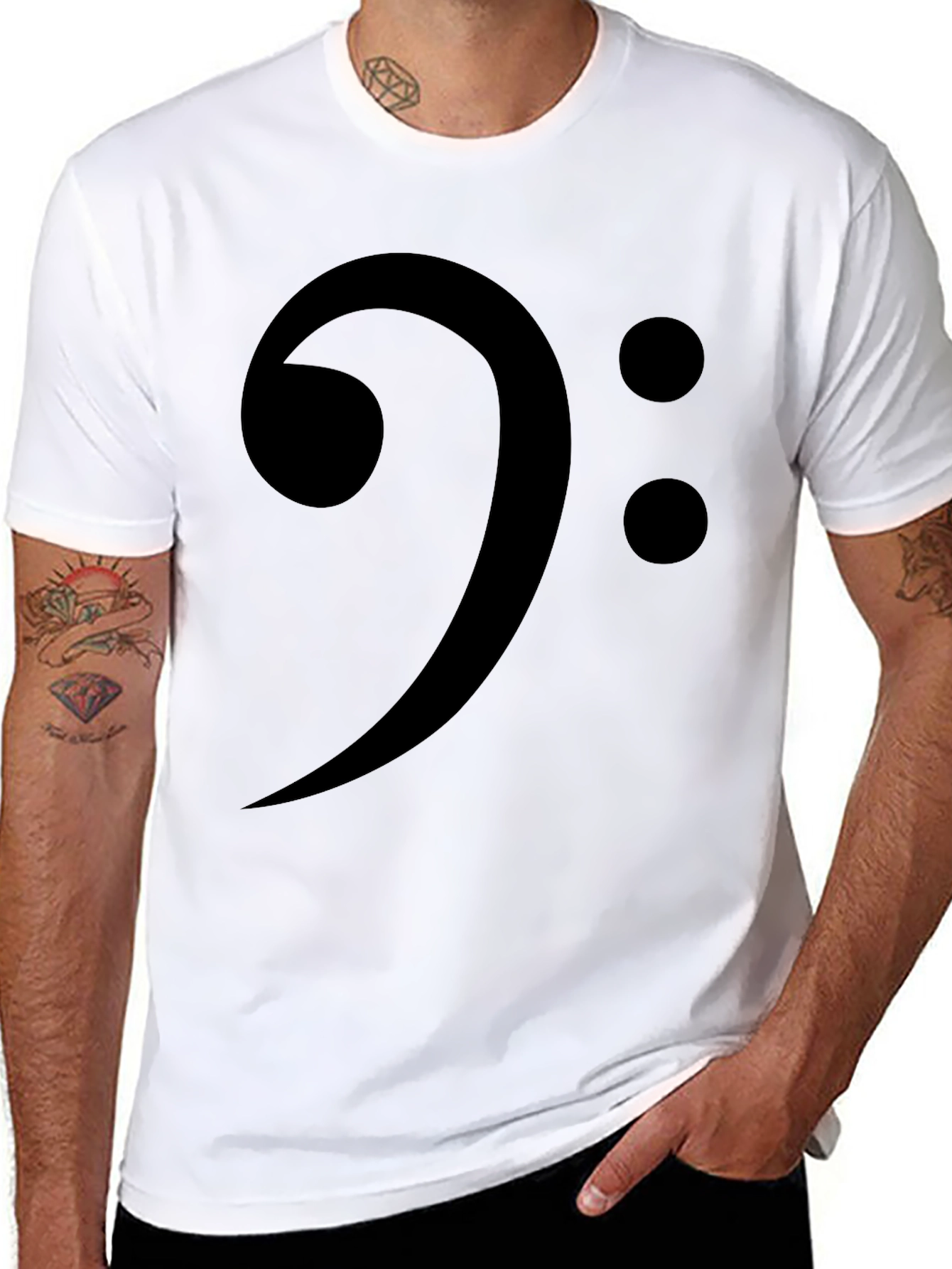 Bass Clef Black Graphic T-Shirt