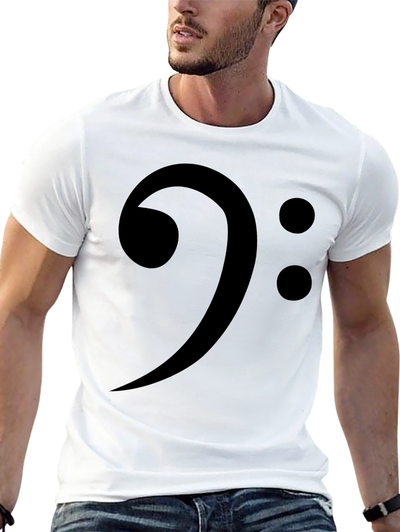 Bass Clef Black Graphic T-Shirt