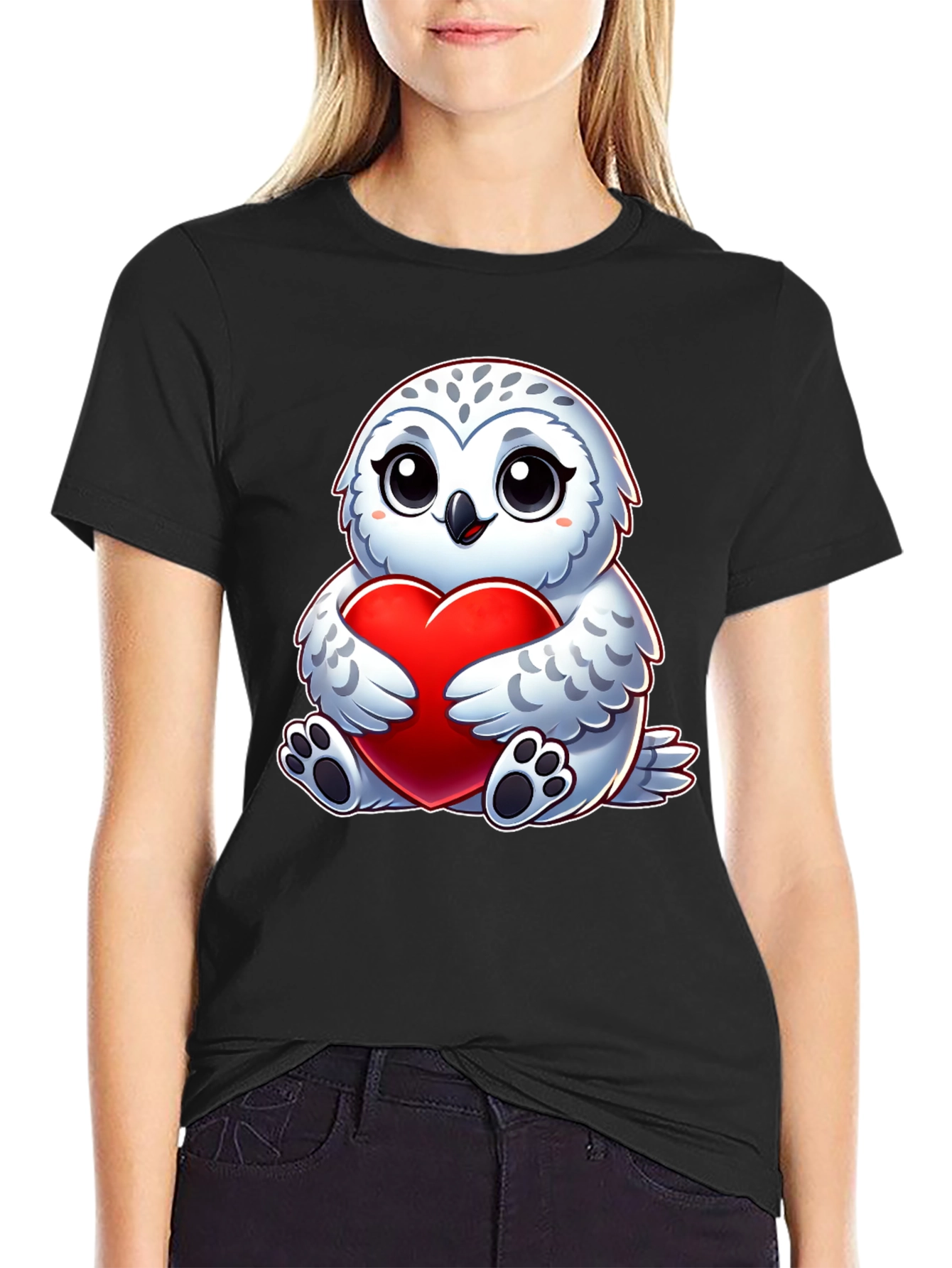 Cute Owl Heart Graphic Tee - Soft Cotton Blend