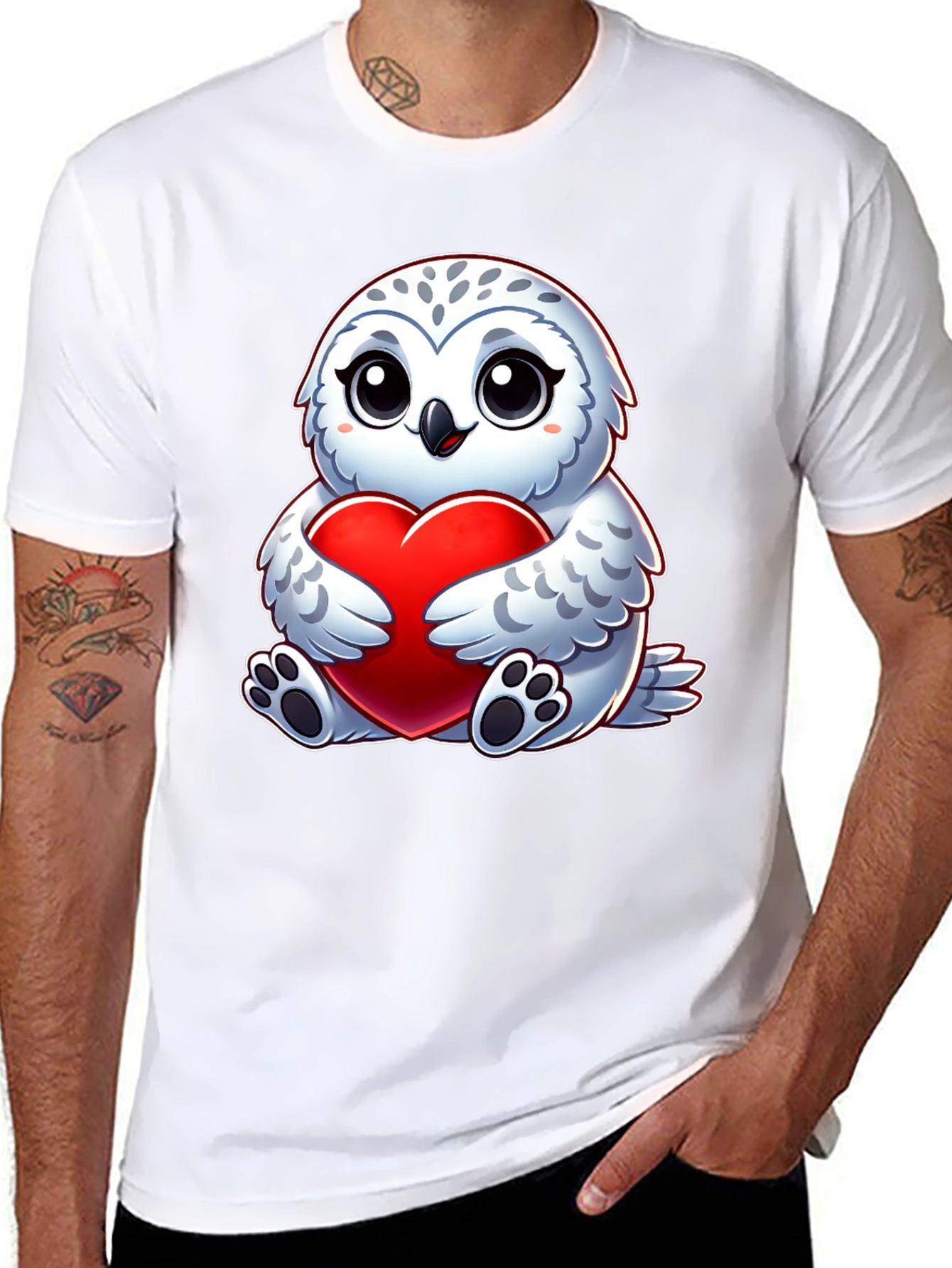 Cute Owl Heart Graphic Tee - Soft Cotton Blend
