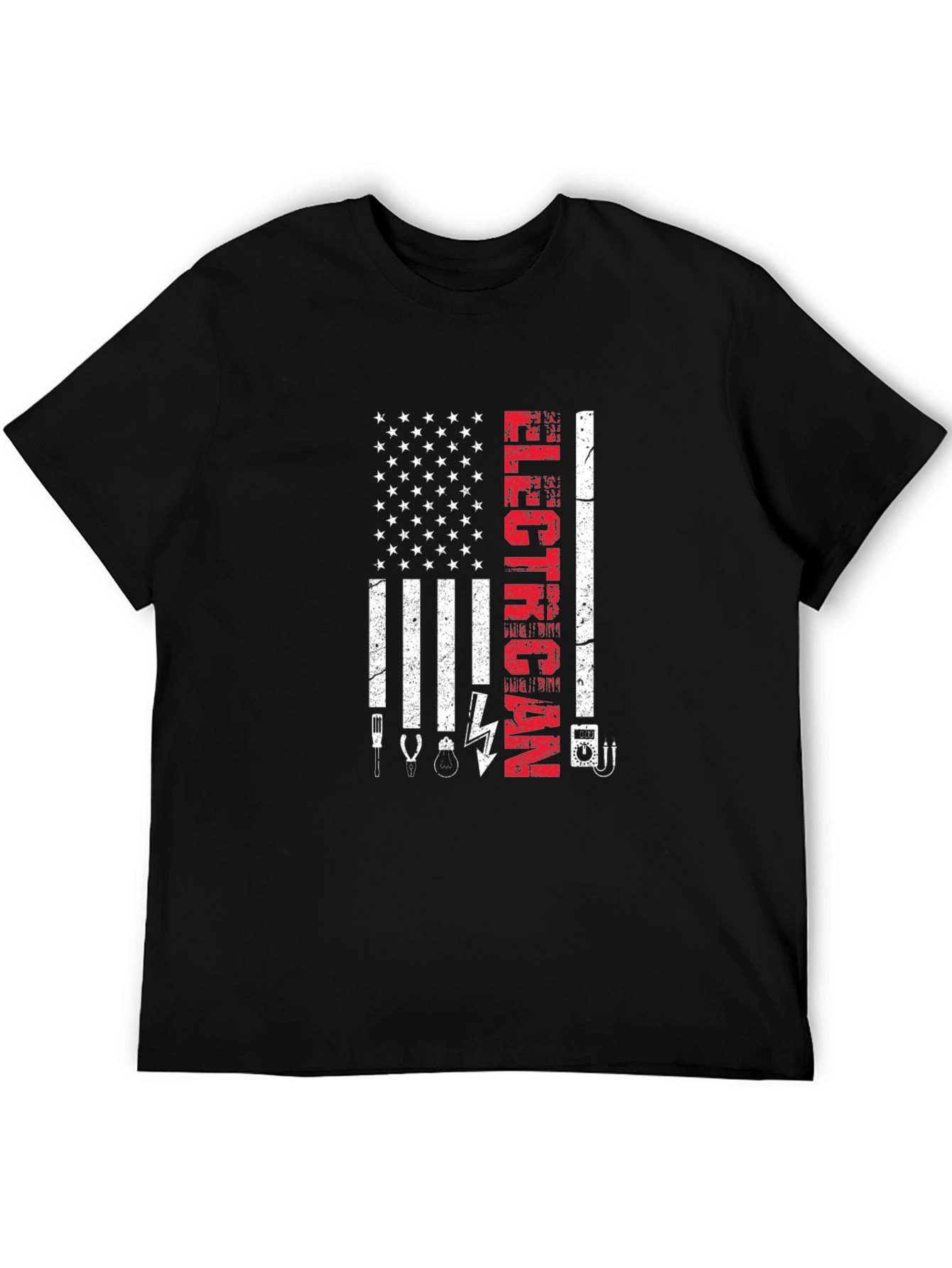 Electrician American Flag Graphic T-Shirt