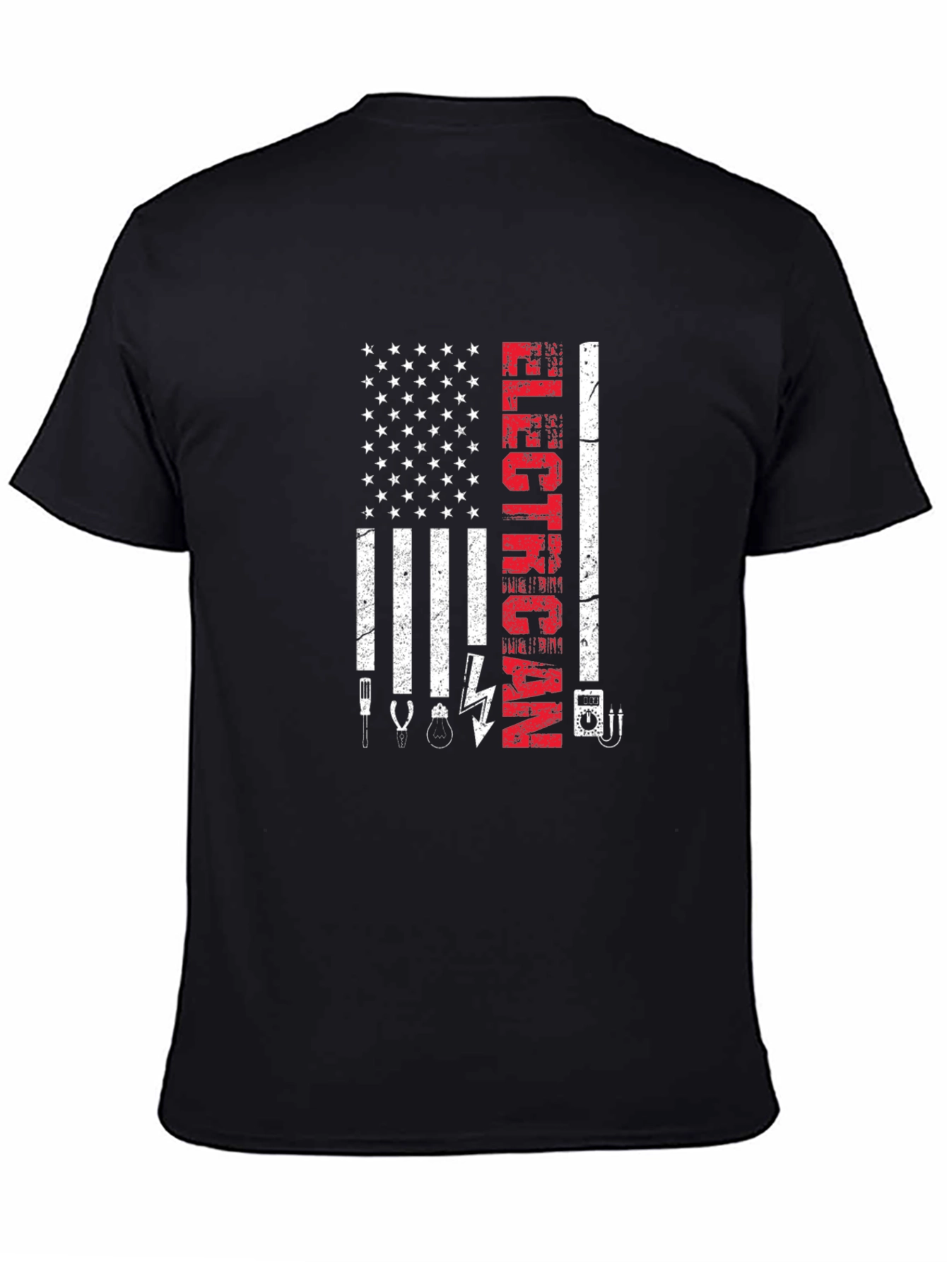 Electrician American Flag Graphic T-Shirt