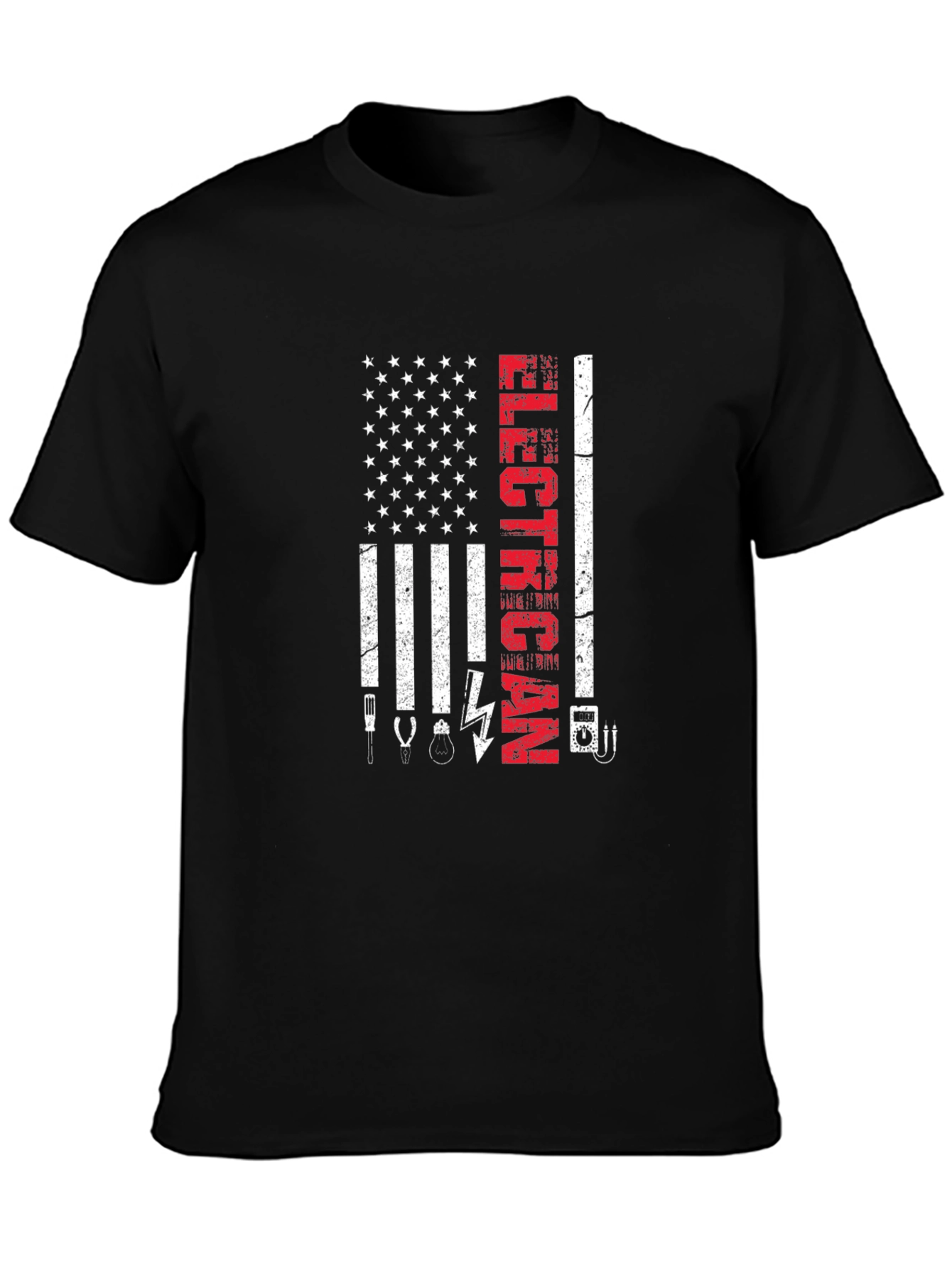 Electrician American Flag Graphic T-Shirt