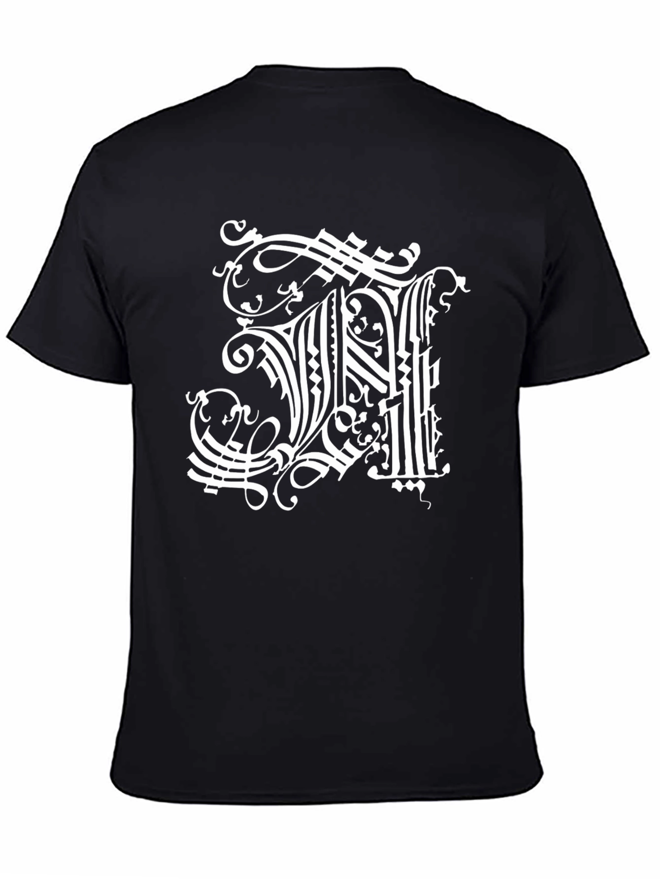Ornate Initial H Graphic Black T-Shirt