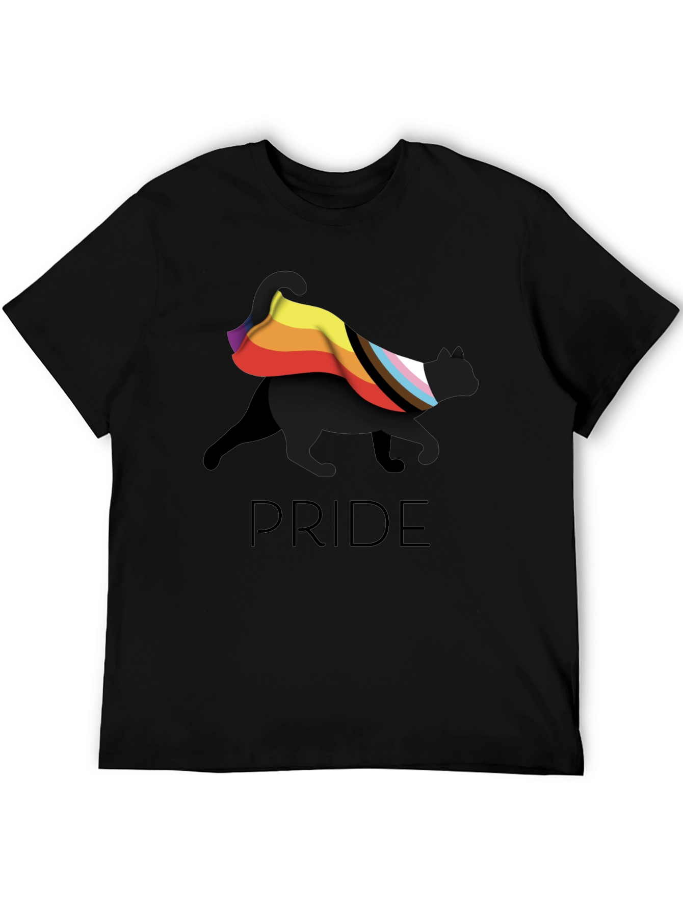 Pride Cat Graphic T-Shirt - Black LGBTQ+ Tee