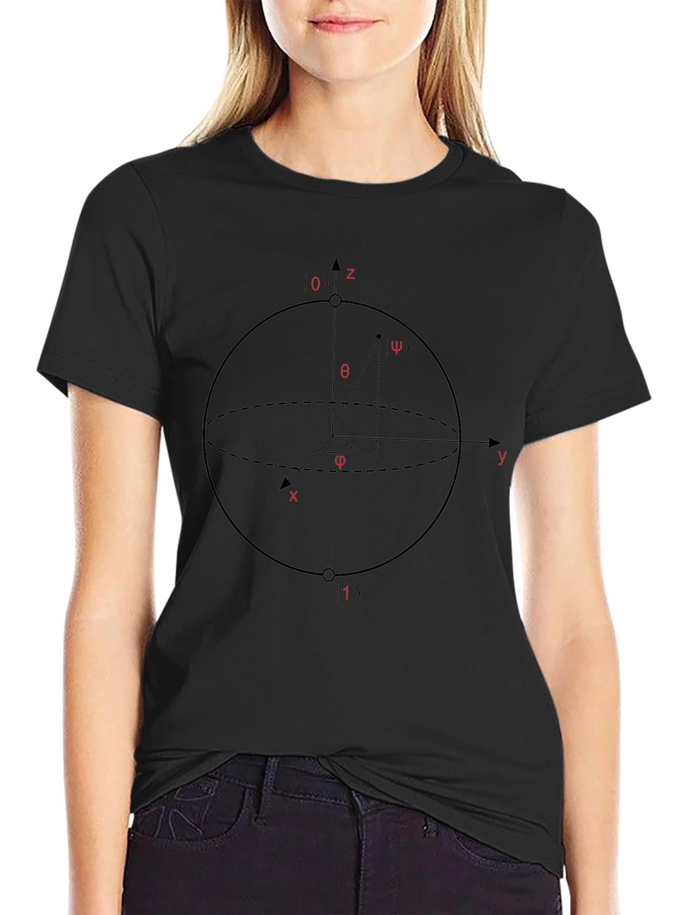 Quantum Physics Bloch Sphere Black T-Shirt