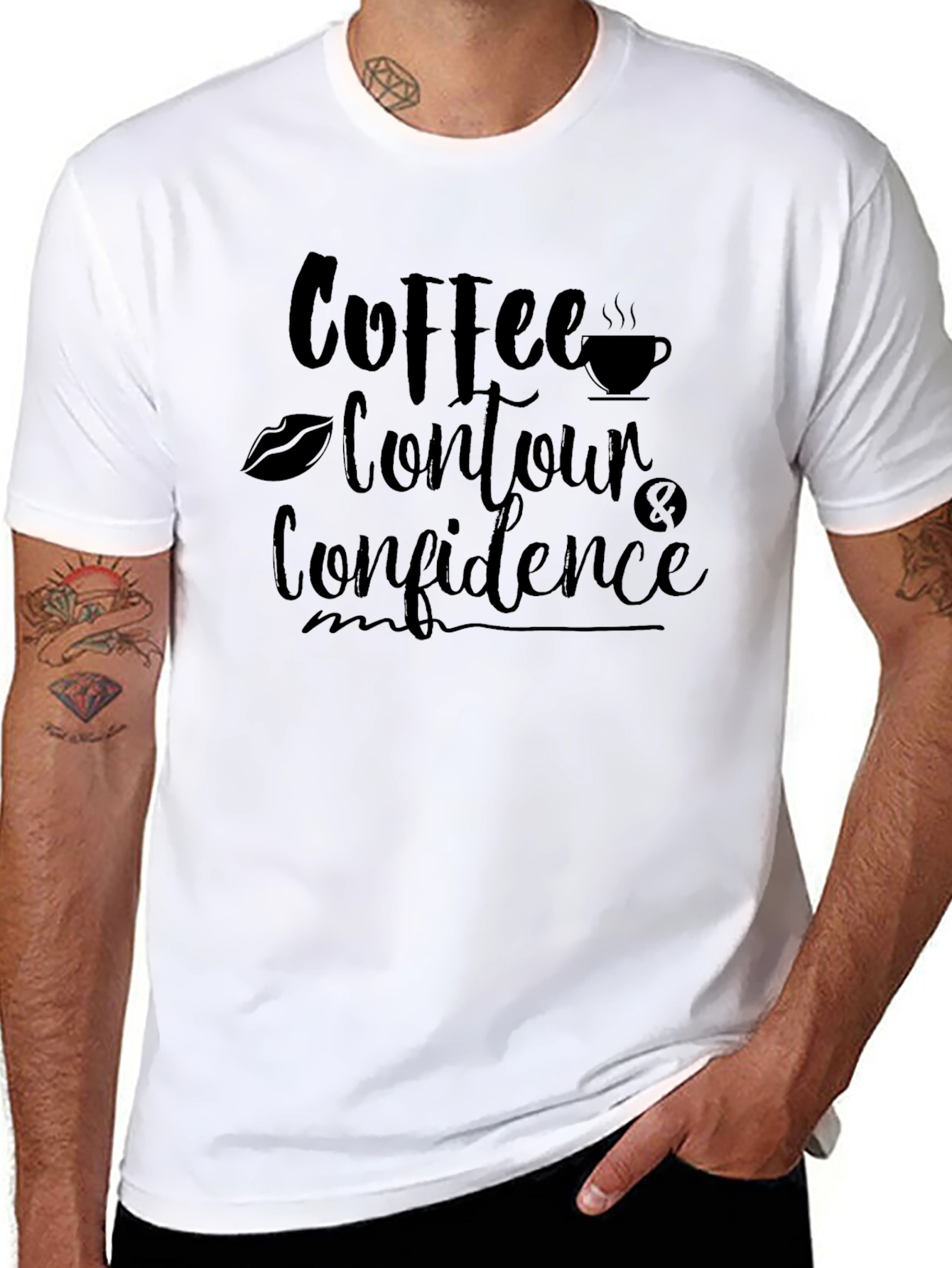 Coffee Contour Confidence Black T-Shirt