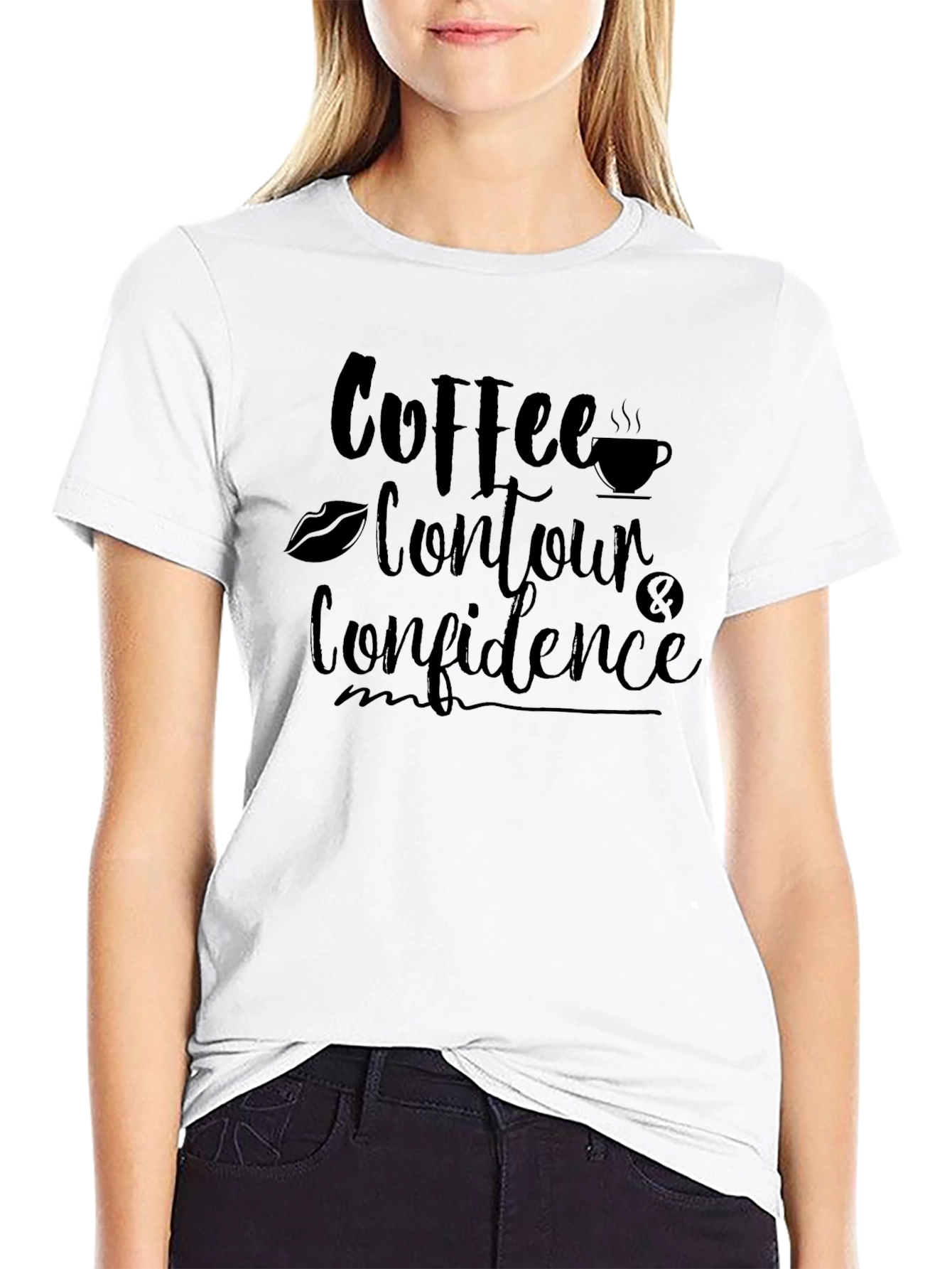 Coffee Contour Confidence Black T-Shirt