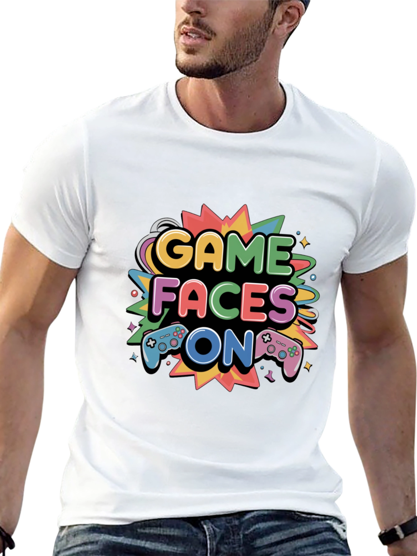 Game Faces On T-Shirt - Gamer Style