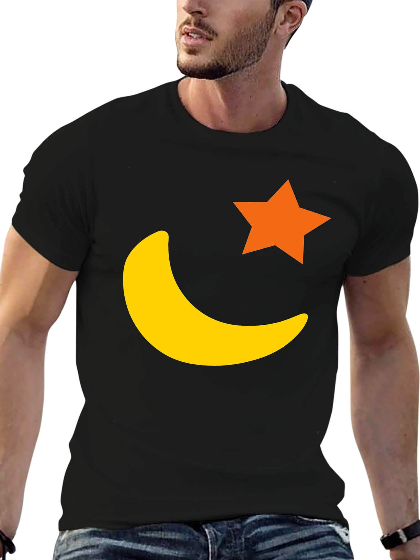 Celestial Star & Moon Black T-Shirt