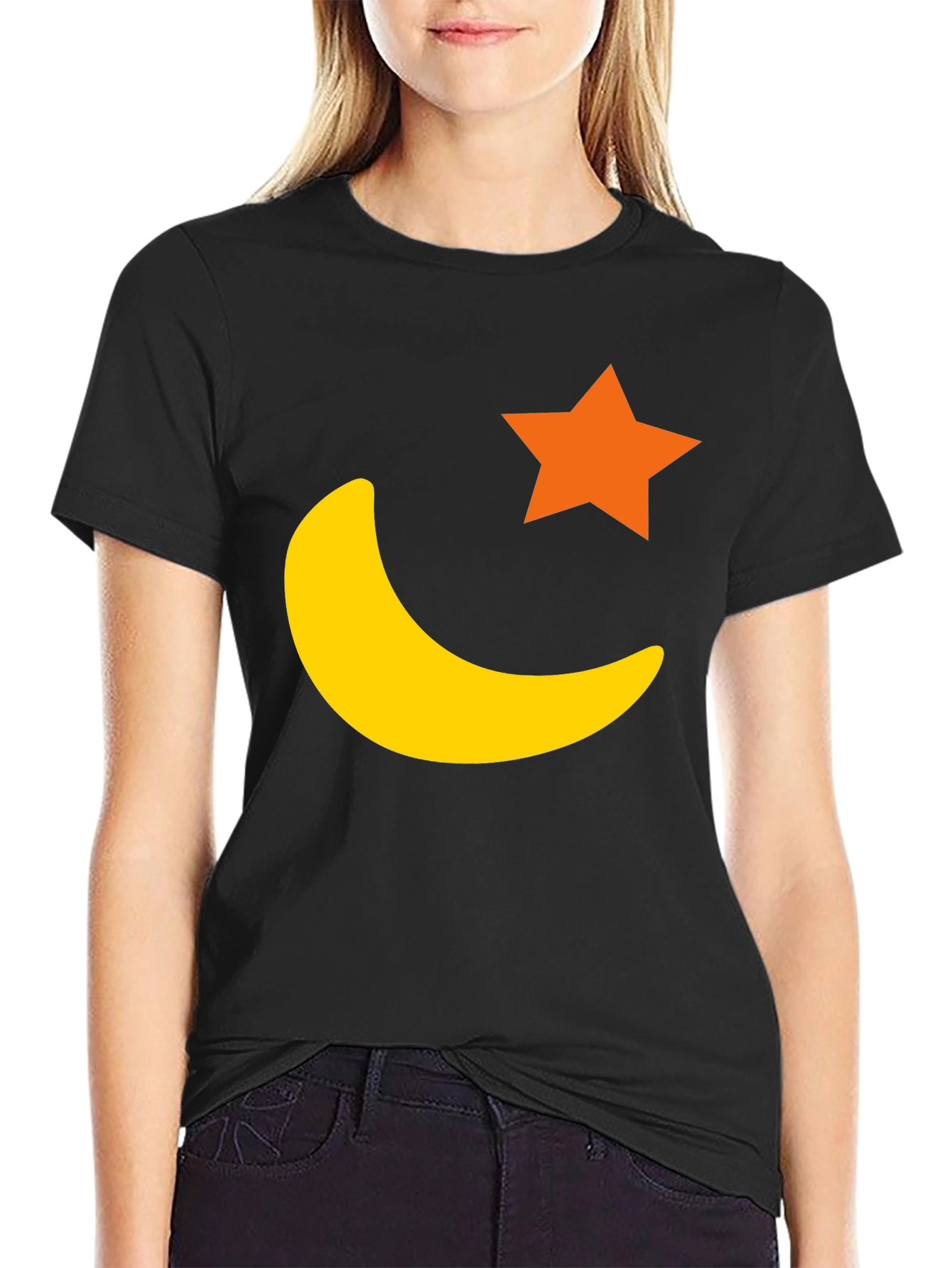 Celestial Star & Moon Black T-Shirt