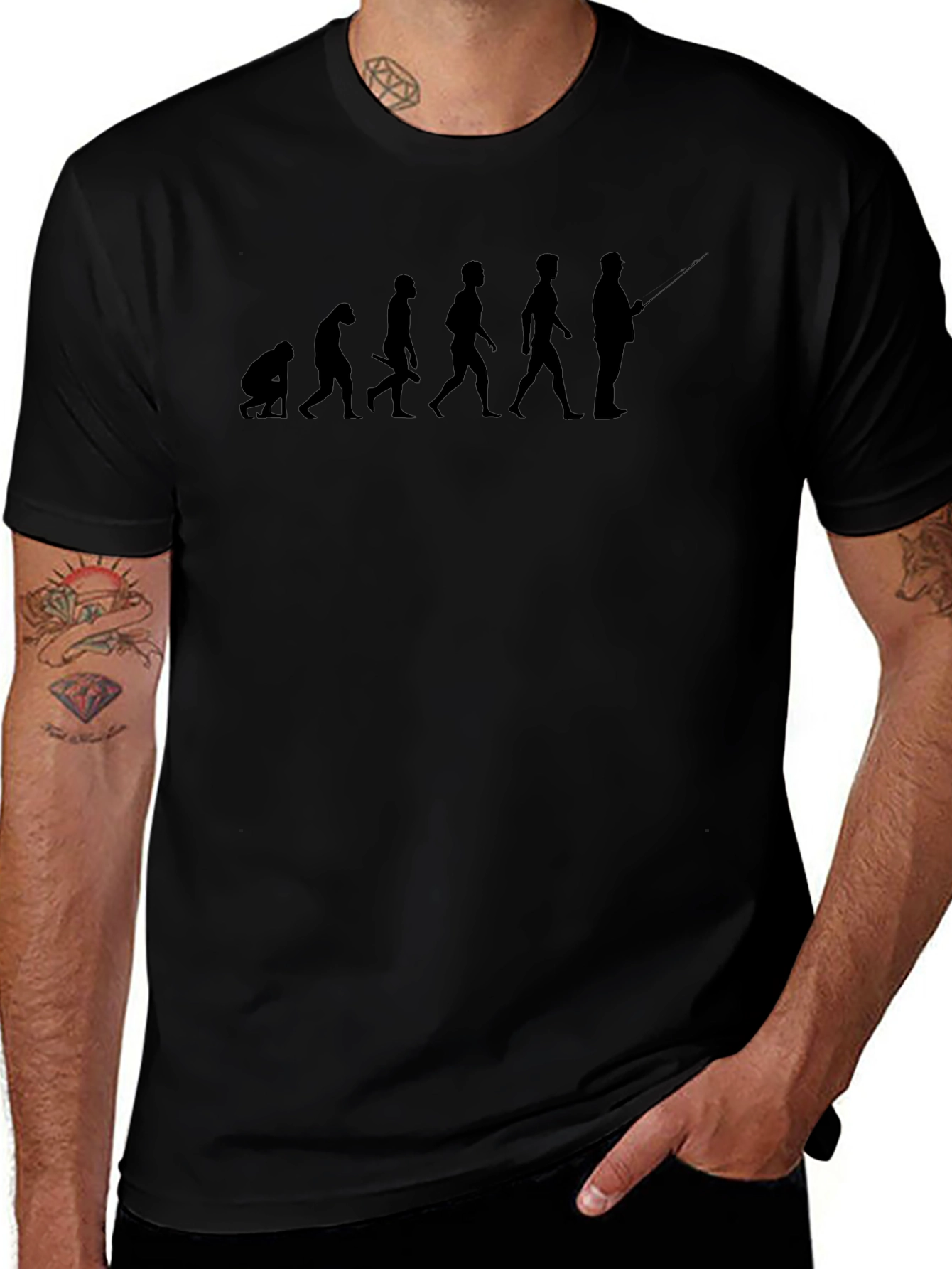 Evolution of Fishing Black T-Shirt