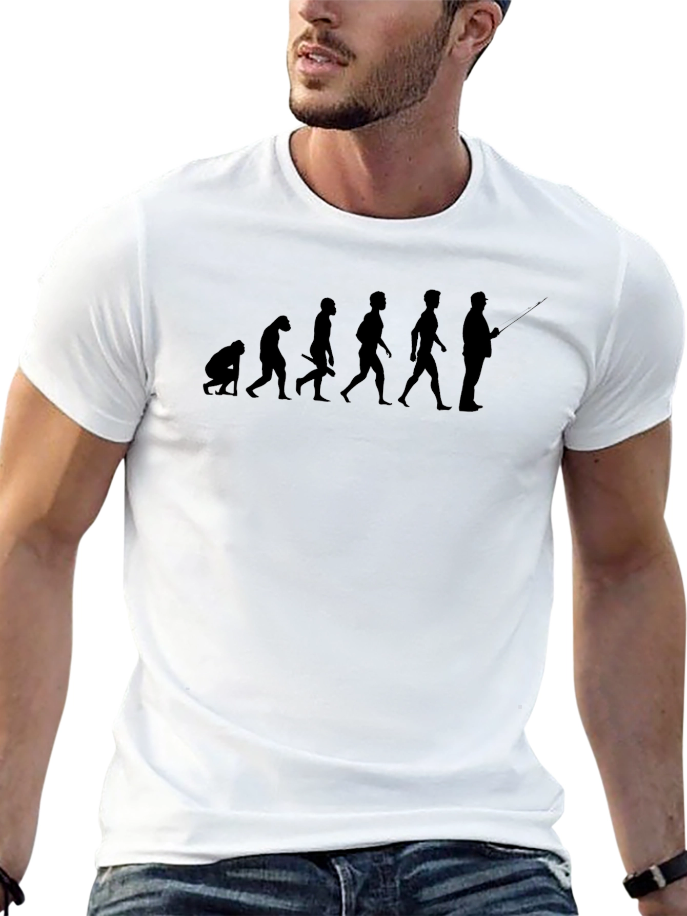 Evolution of Fishing Black T-Shirt