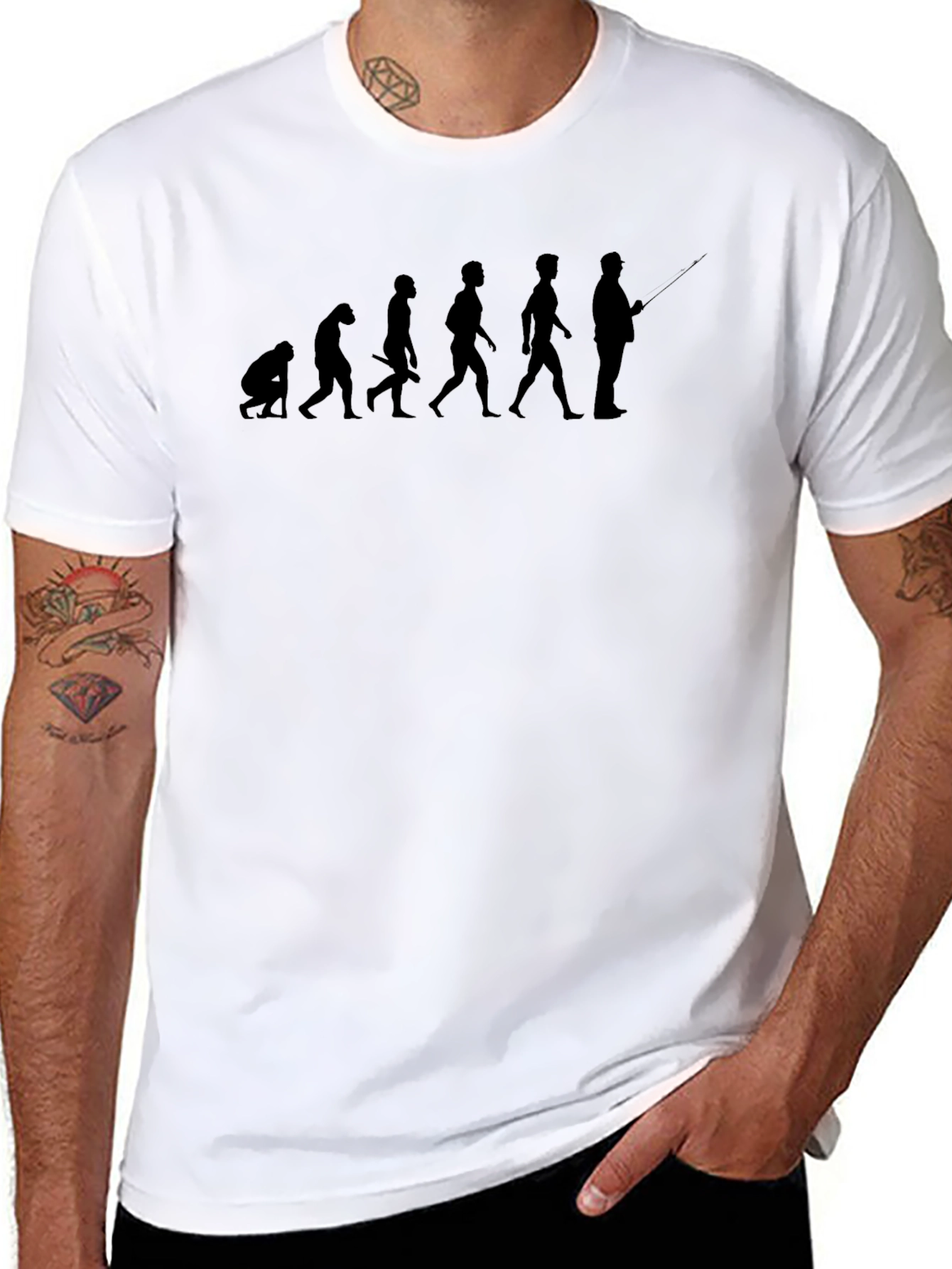Evolution of Fishing Black T-Shirt