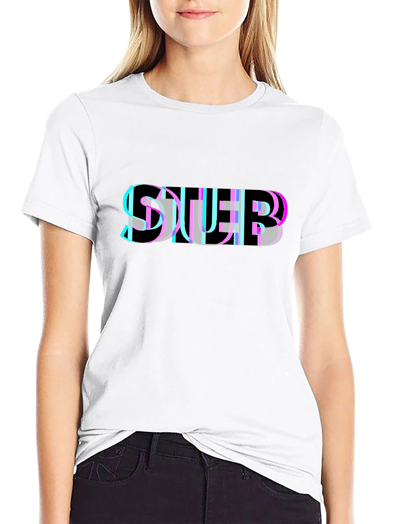 Abstract Glitch Graphic Black T-Shirt