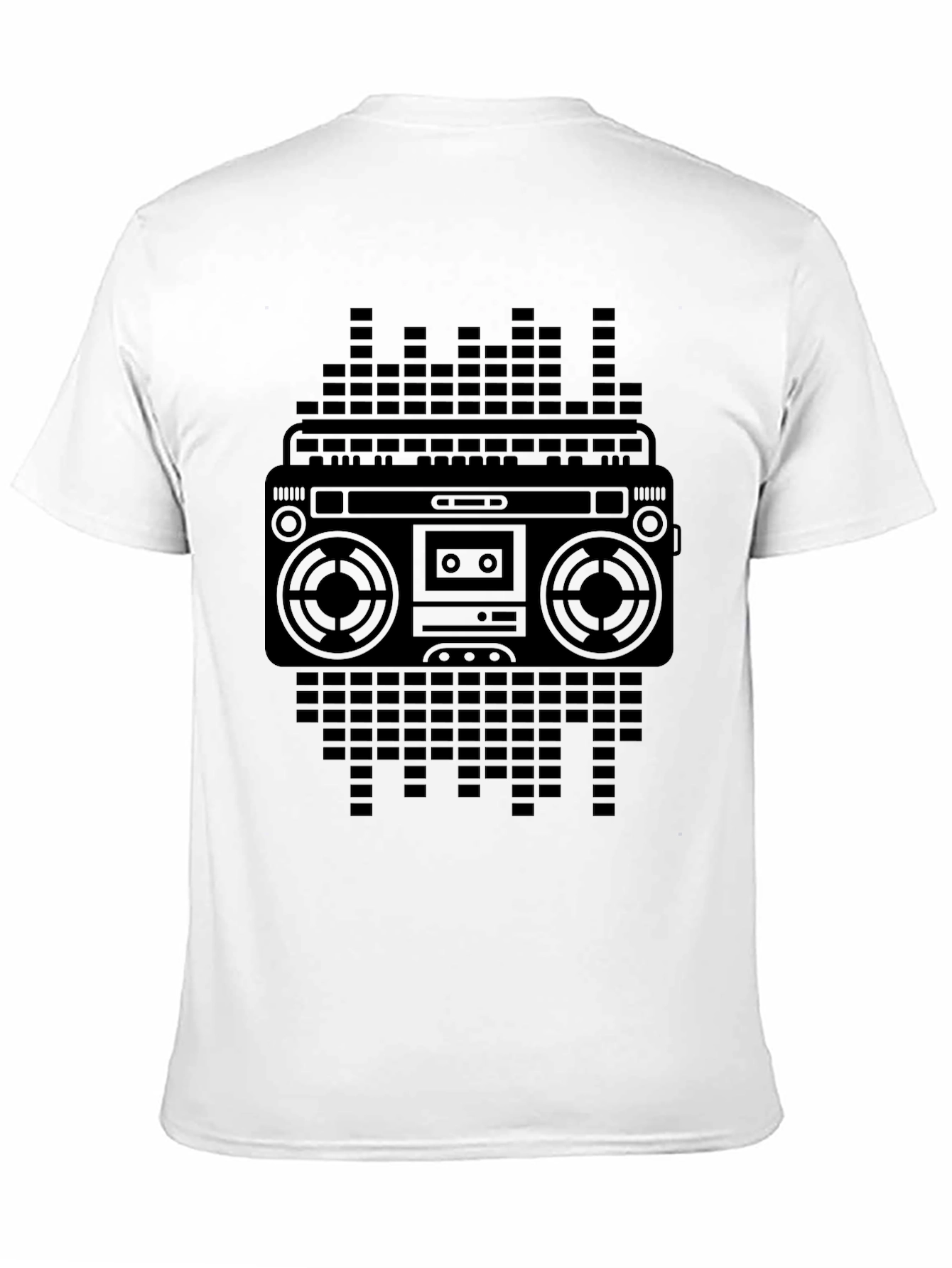 Retro Boombox Graphic Tee - Black Cotton Blend