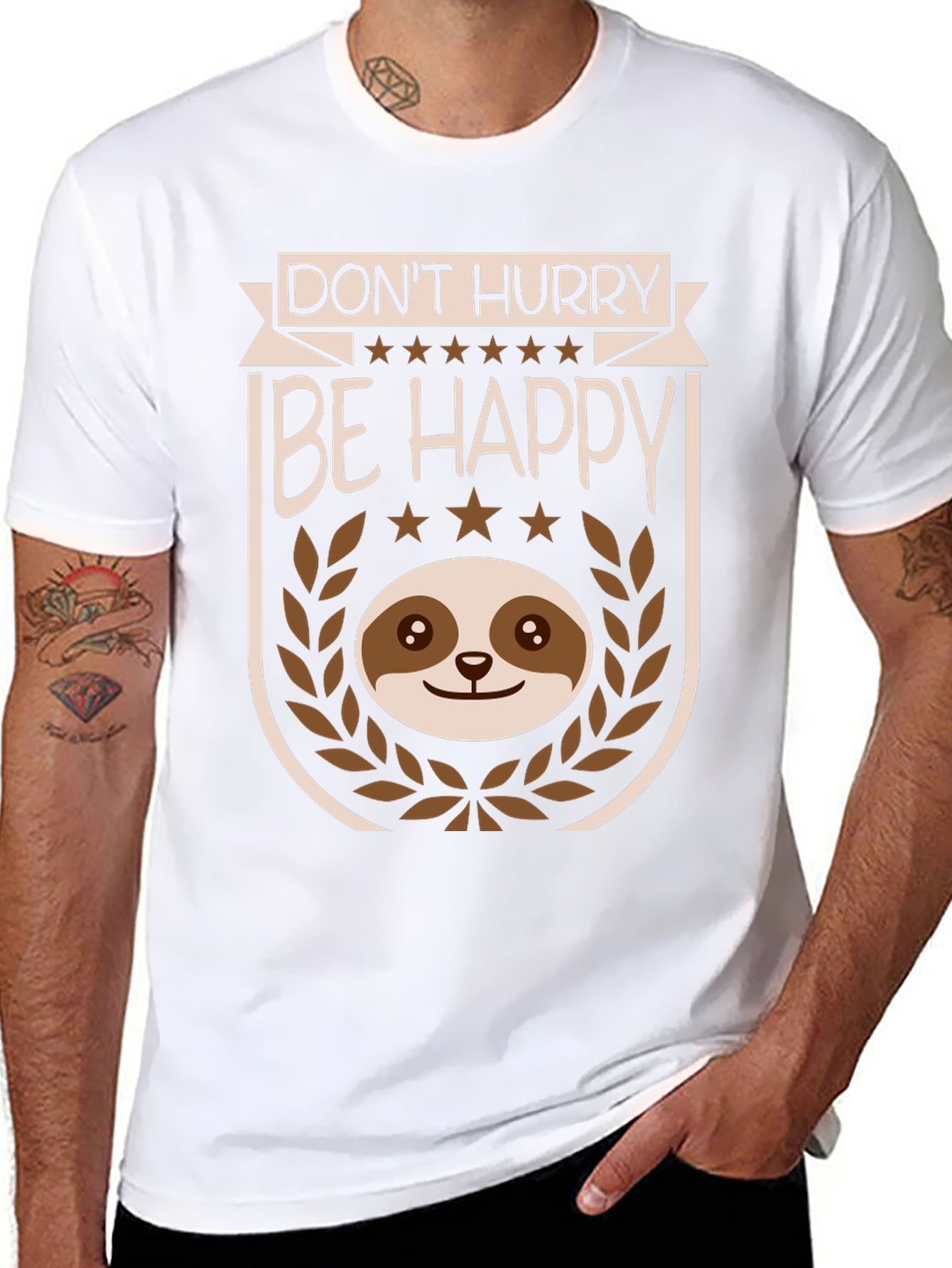 Dont Hurry Be Happy Sloth Graphic T-Shirt