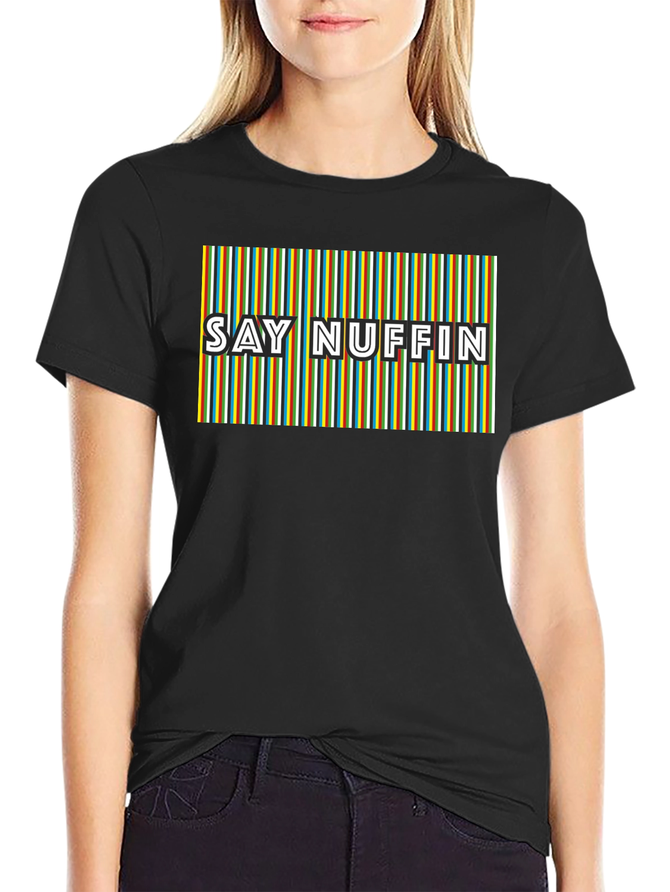 Say Nuffin Graphic Tee - Funky Retro Stripe Design