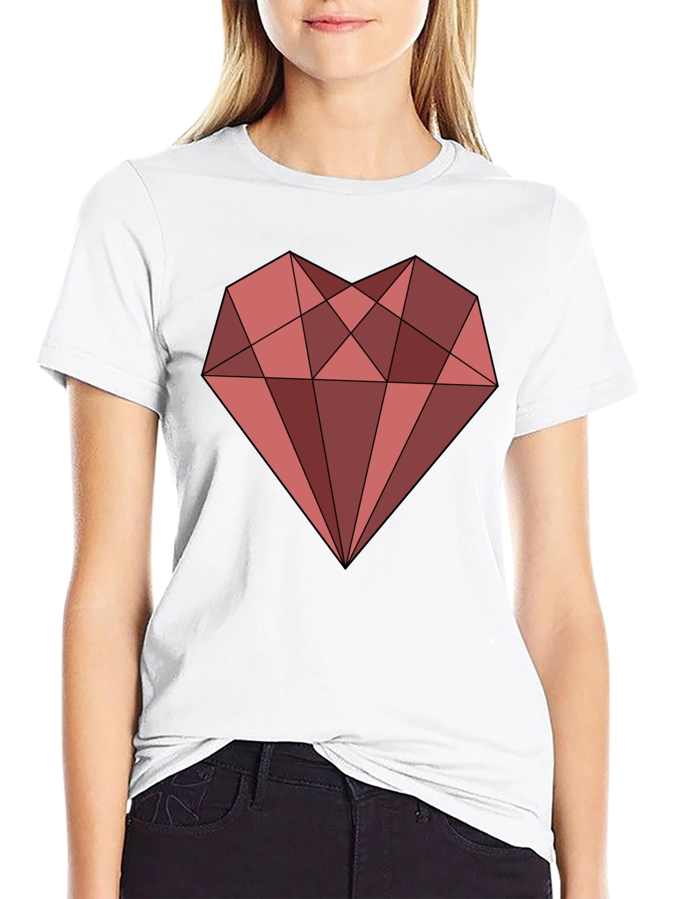 Geometric Heart Graphic Tee - Trendy Streetwear