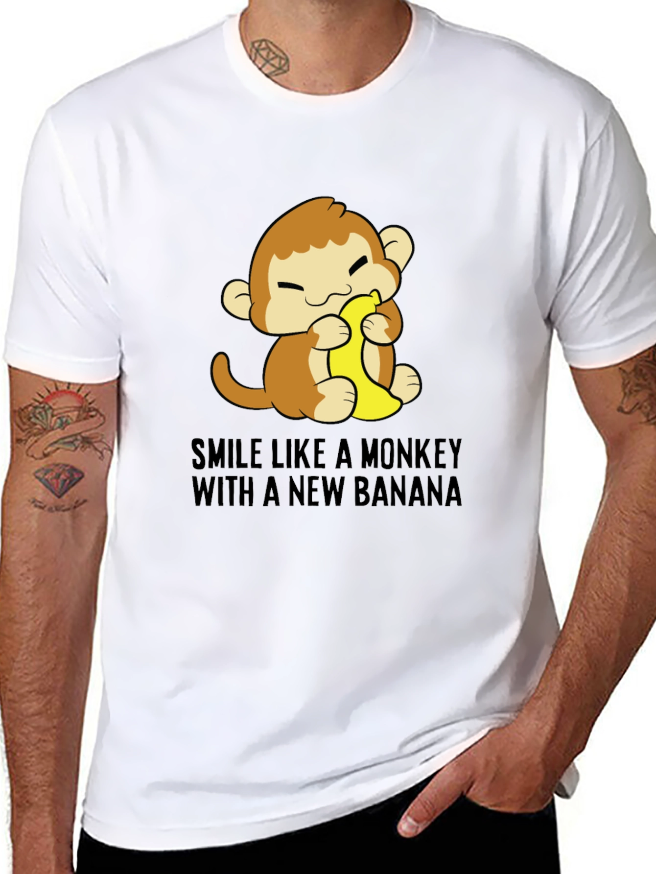 Monkey Banana Graphic T-Shirt - Unisex Crew Neck