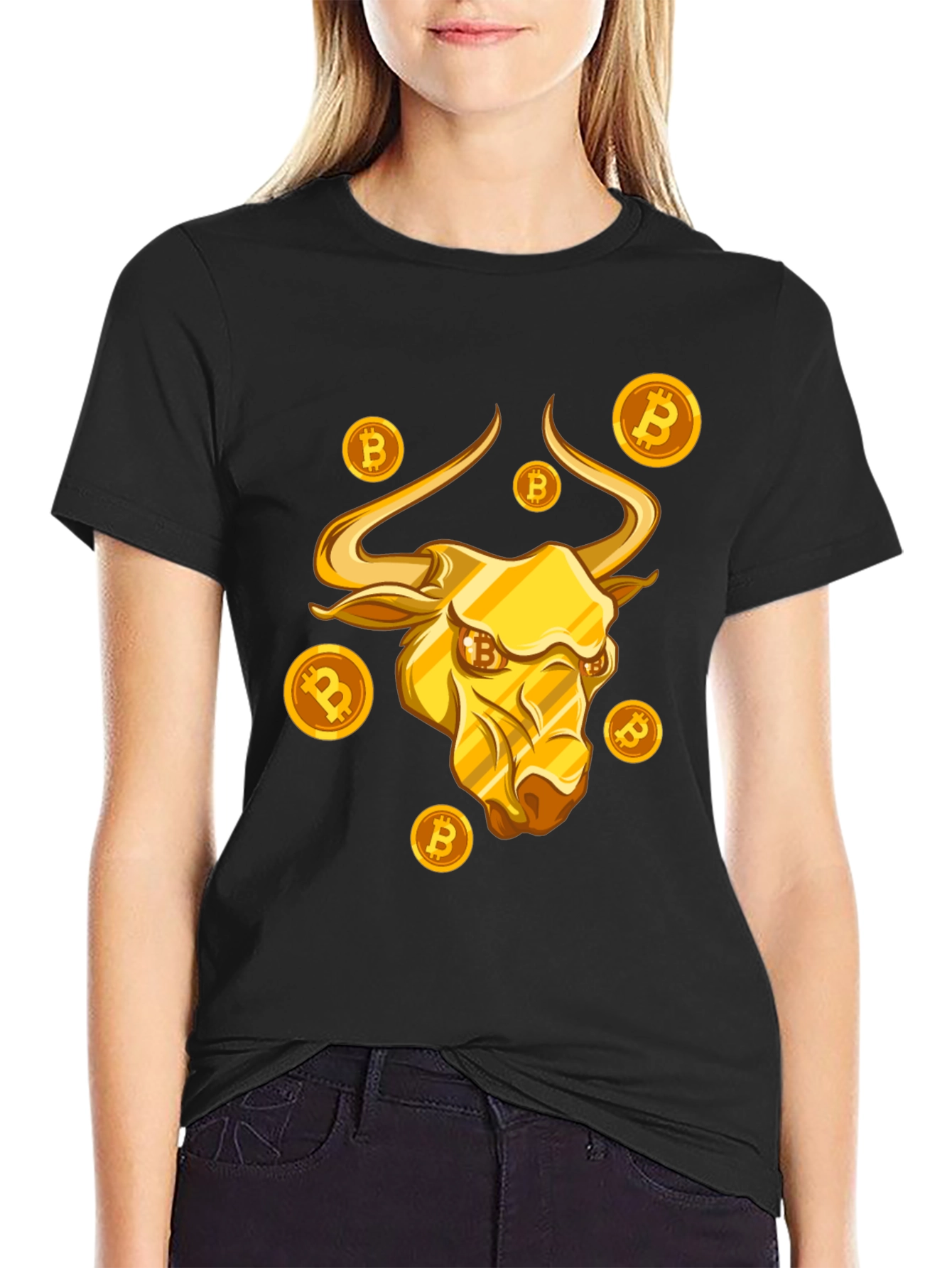 Bitcoin Bull T-Shirt - Crypto Golden Bull Design