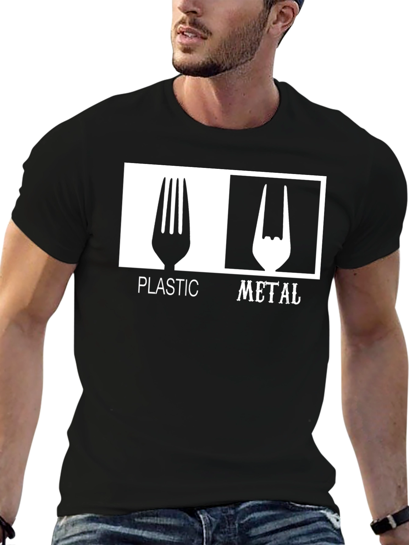 Plastic vs Metal Graphic Tee - Music Lovers T-Shirt