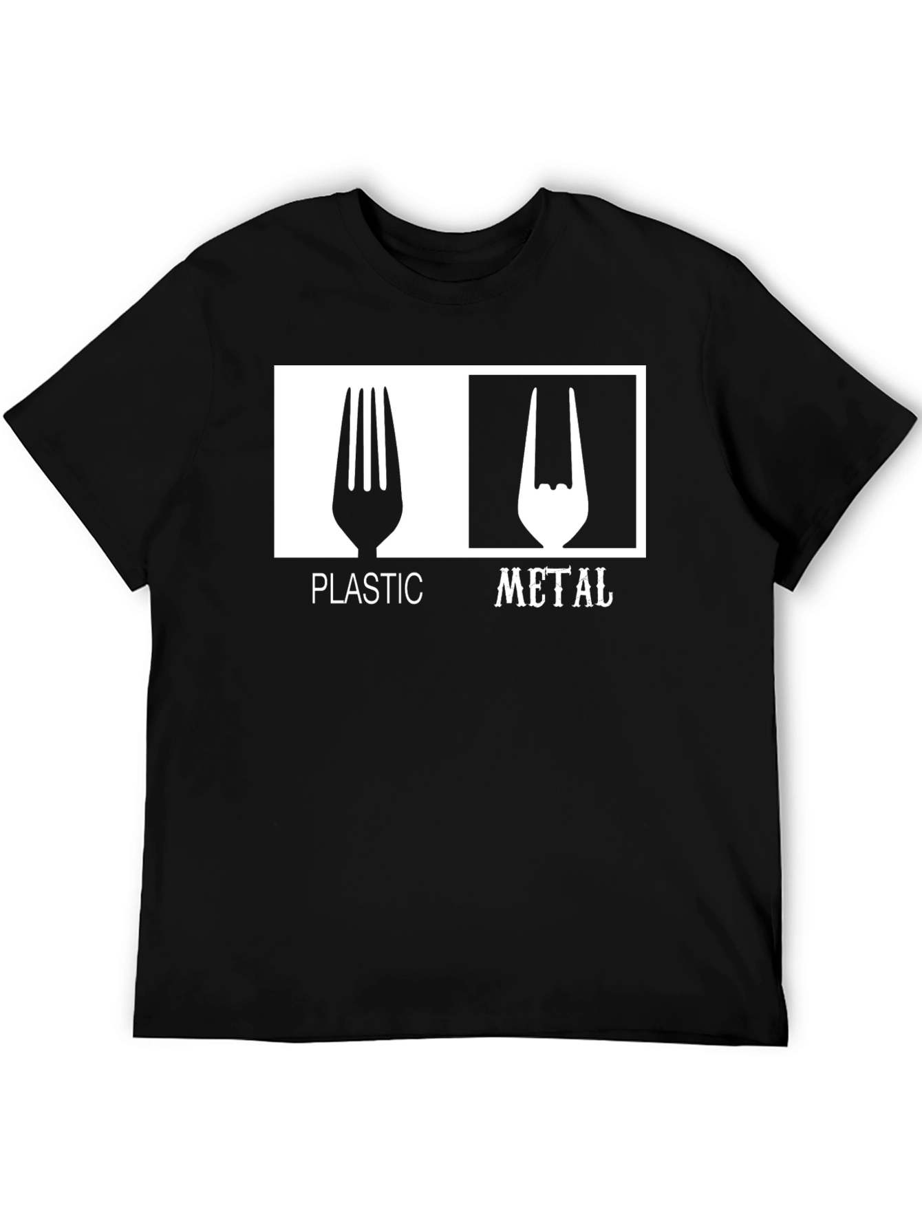 Plastic vs Metal Graphic Tee - Music Lovers T-Shirt