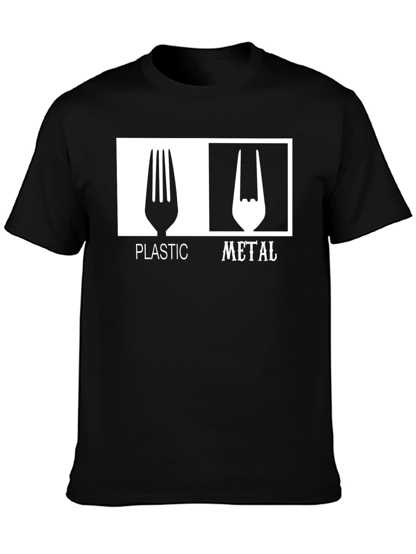 Plastic vs Metal Graphic Tee - Music Lovers T-Shirt