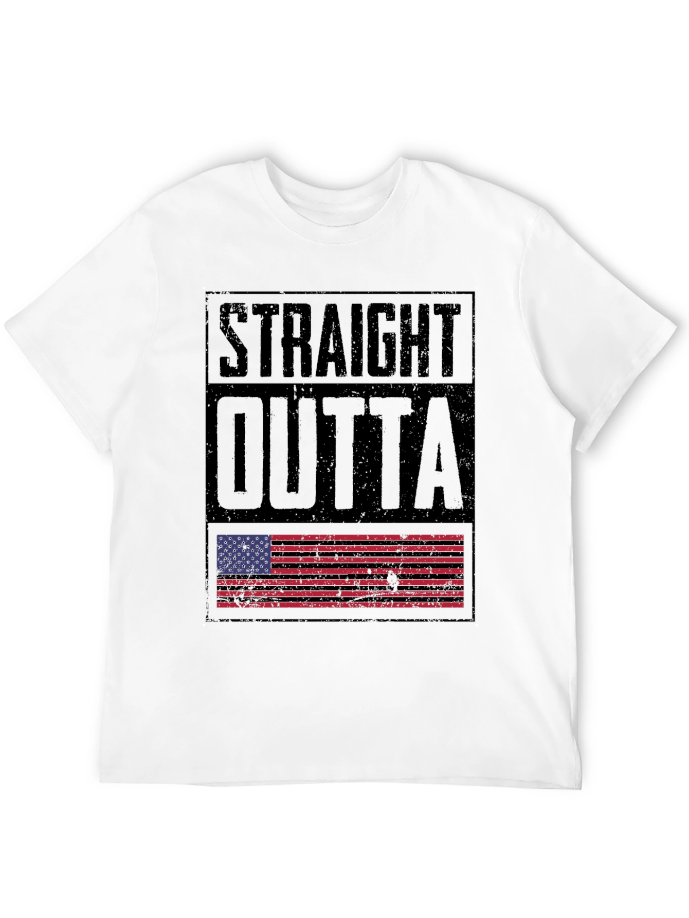 Straight Outta America T-Shirt - Distressed US Flag Design