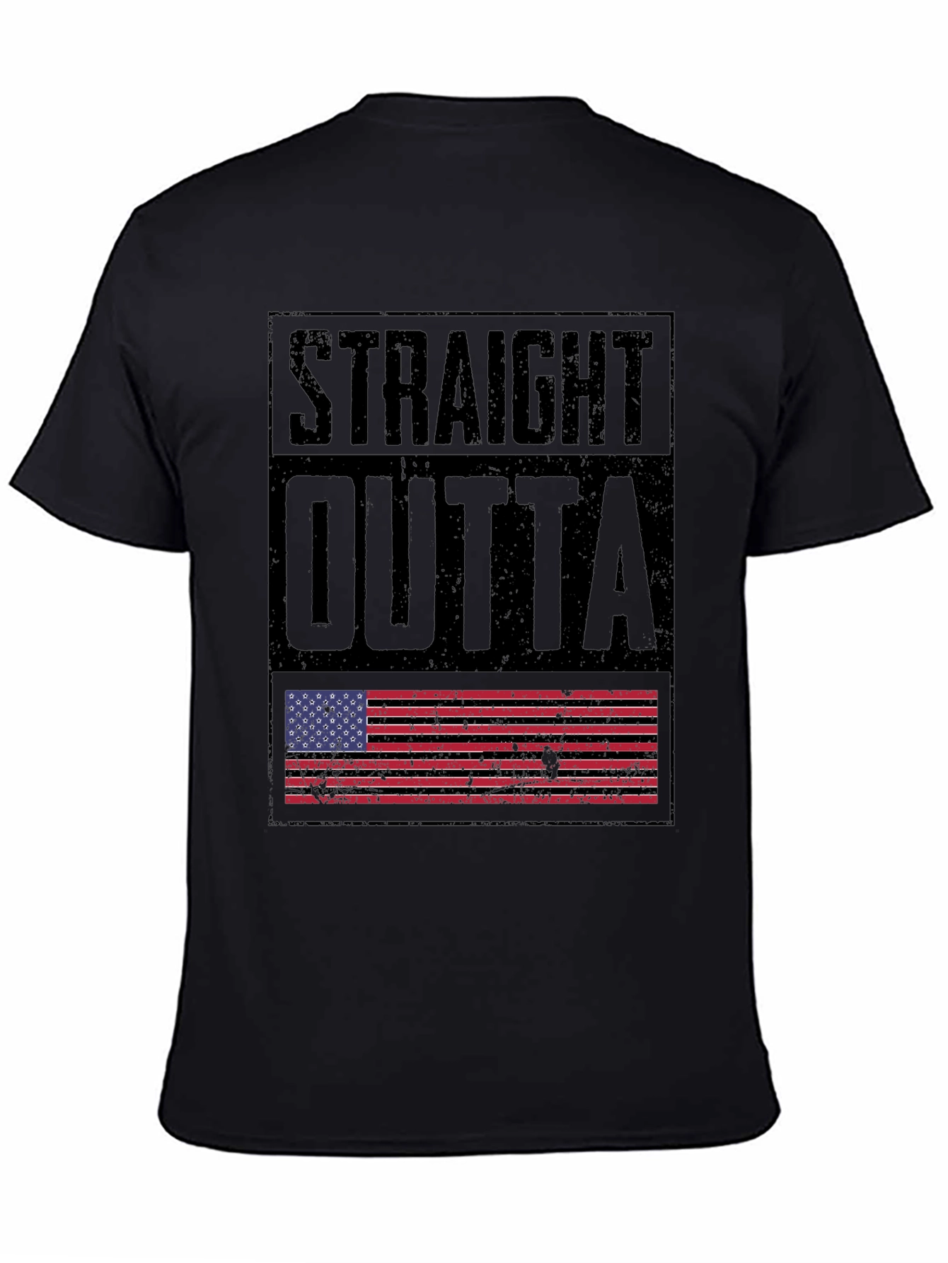 Straight Outta America T-Shirt - Distressed US Flag Design