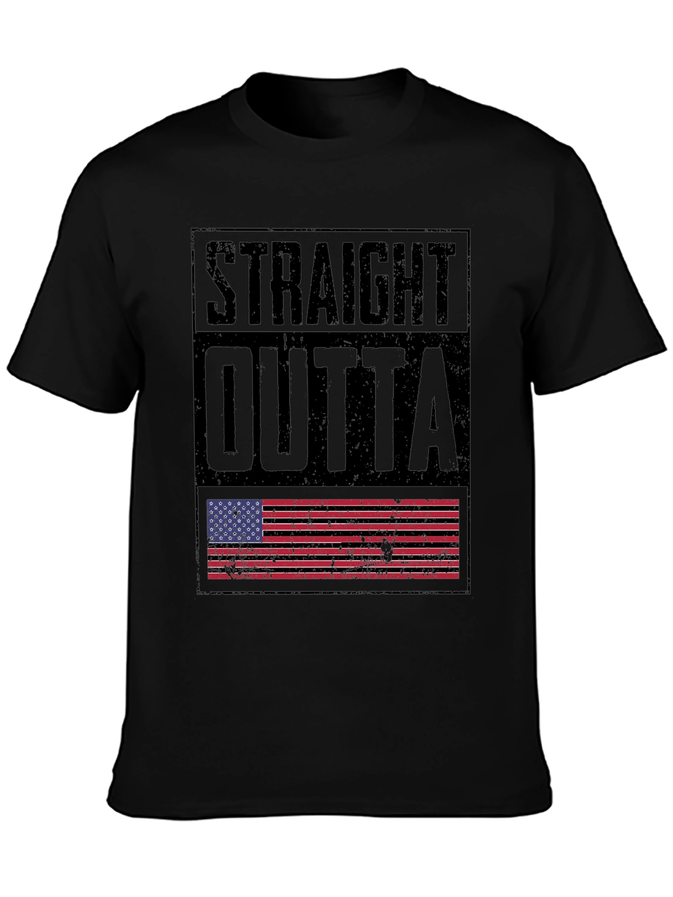 Straight Outta America T-Shirt - Distressed US Flag Design